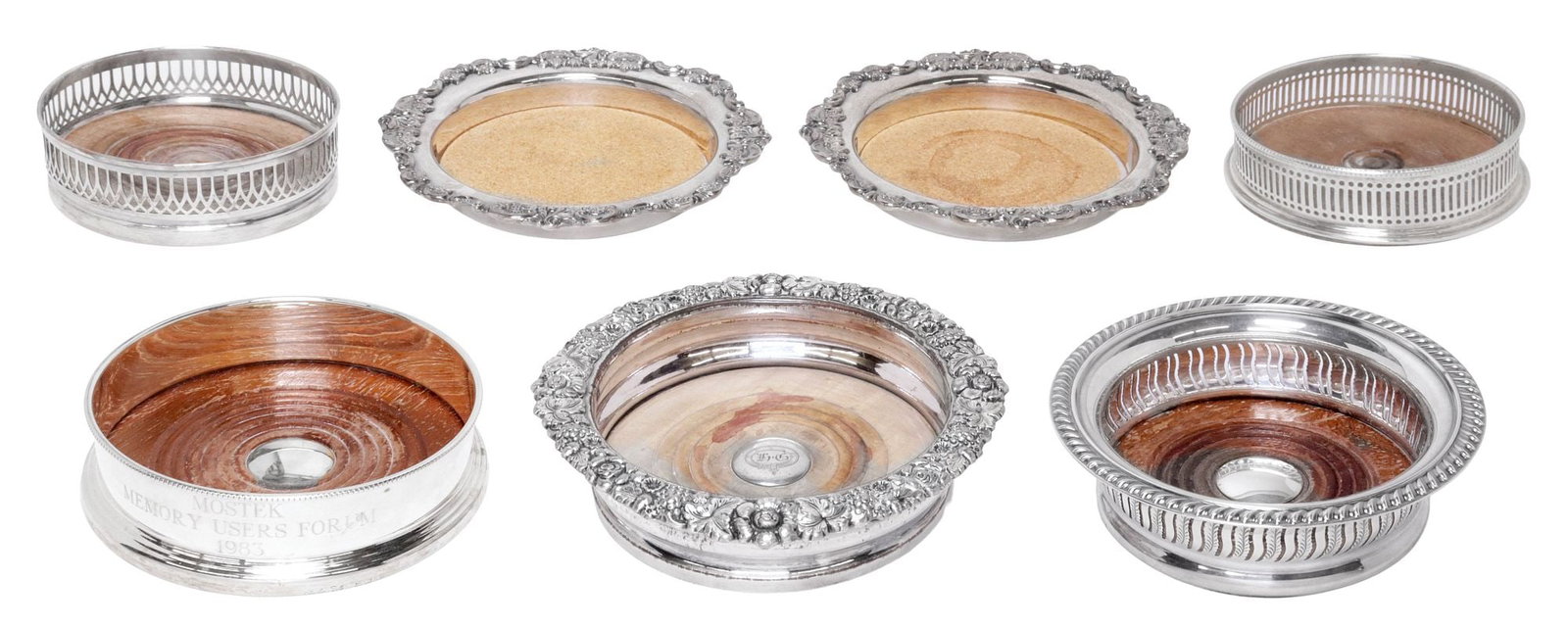 (7) COLLECTION OF AMERICAN & ENGLISH SILVERPLATE WINE COASTERS (1 of 11)