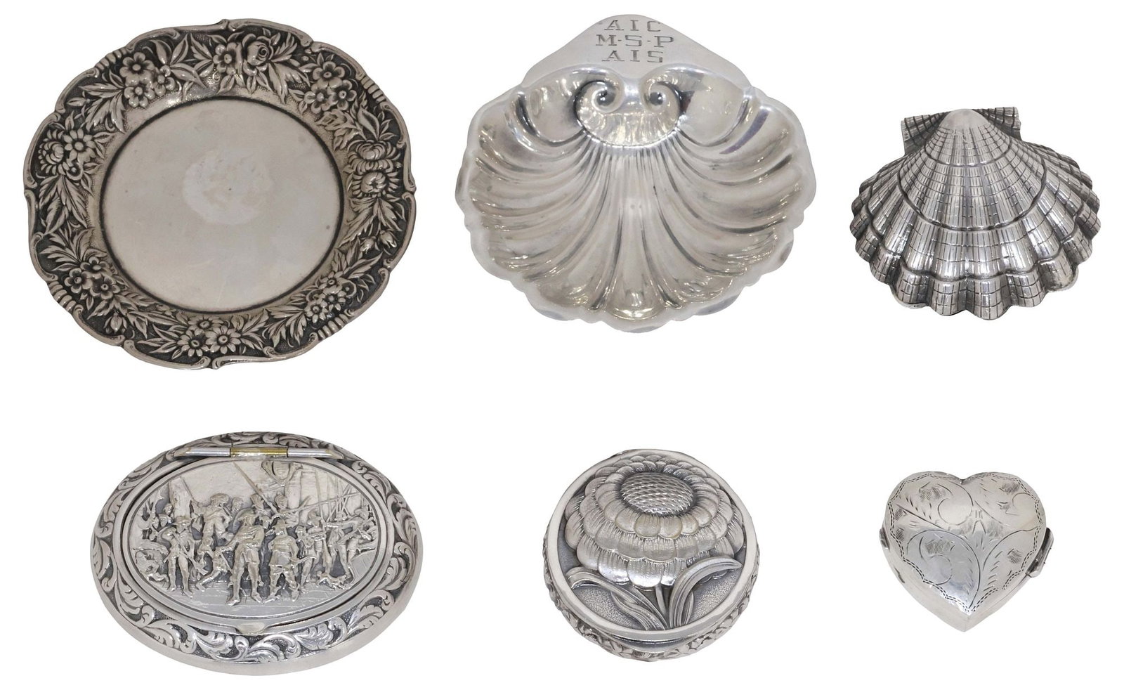 (6) GROUP OF SILVER TABLE ARTICLES, TRINKET BOXES & SMALL DISHES (1 of 6)
