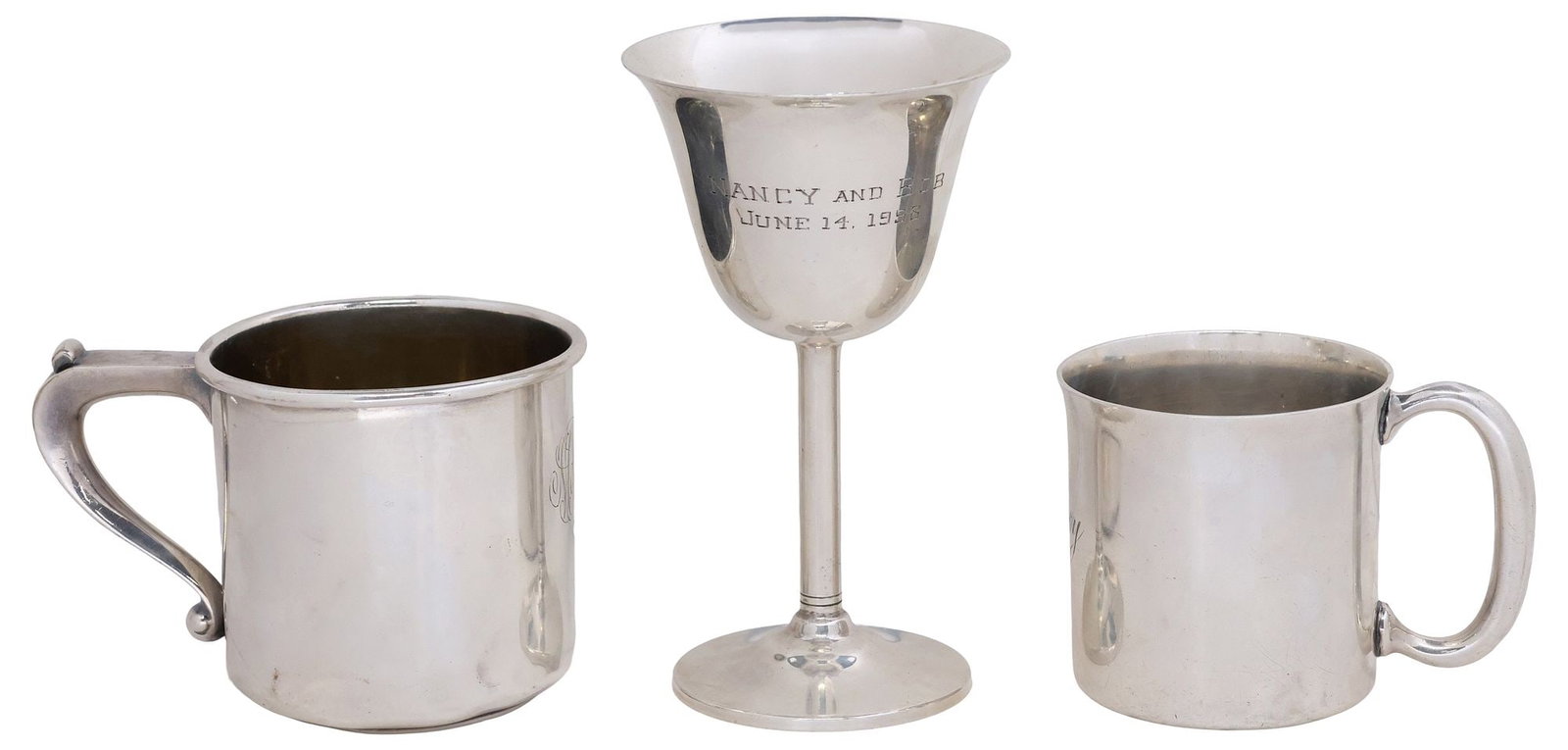 (3) AMERICAN STERLING SILVER PERSONALIZED CUPS, GORHAM, FISHER & J.B. CALDWELL (1 of 8)