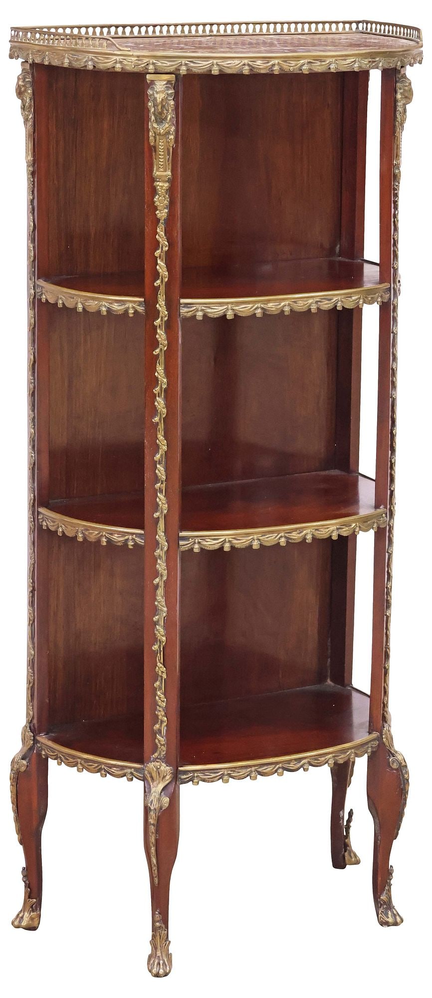 LOUIS XVI STYLE MARBLE-TOP MAHOGANY DEMILUNE ETAGERE / BOOKCASE (1 of 5)