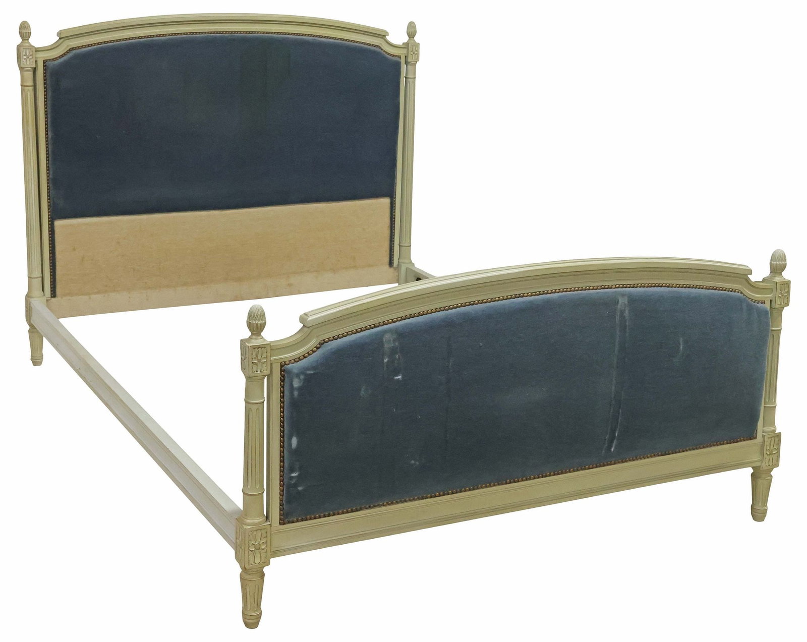 FRENCH LOUIS XVI STYLE PAINTED & UPHOLSTERED BED (1 of 4)