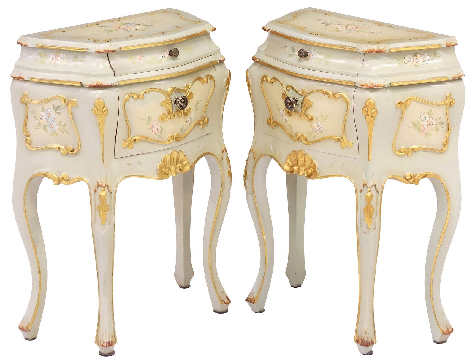(2) LOUIS XV STYLE PAINT DECORATED 2-DRAWER NIGHTSTANDS (1 of 5)