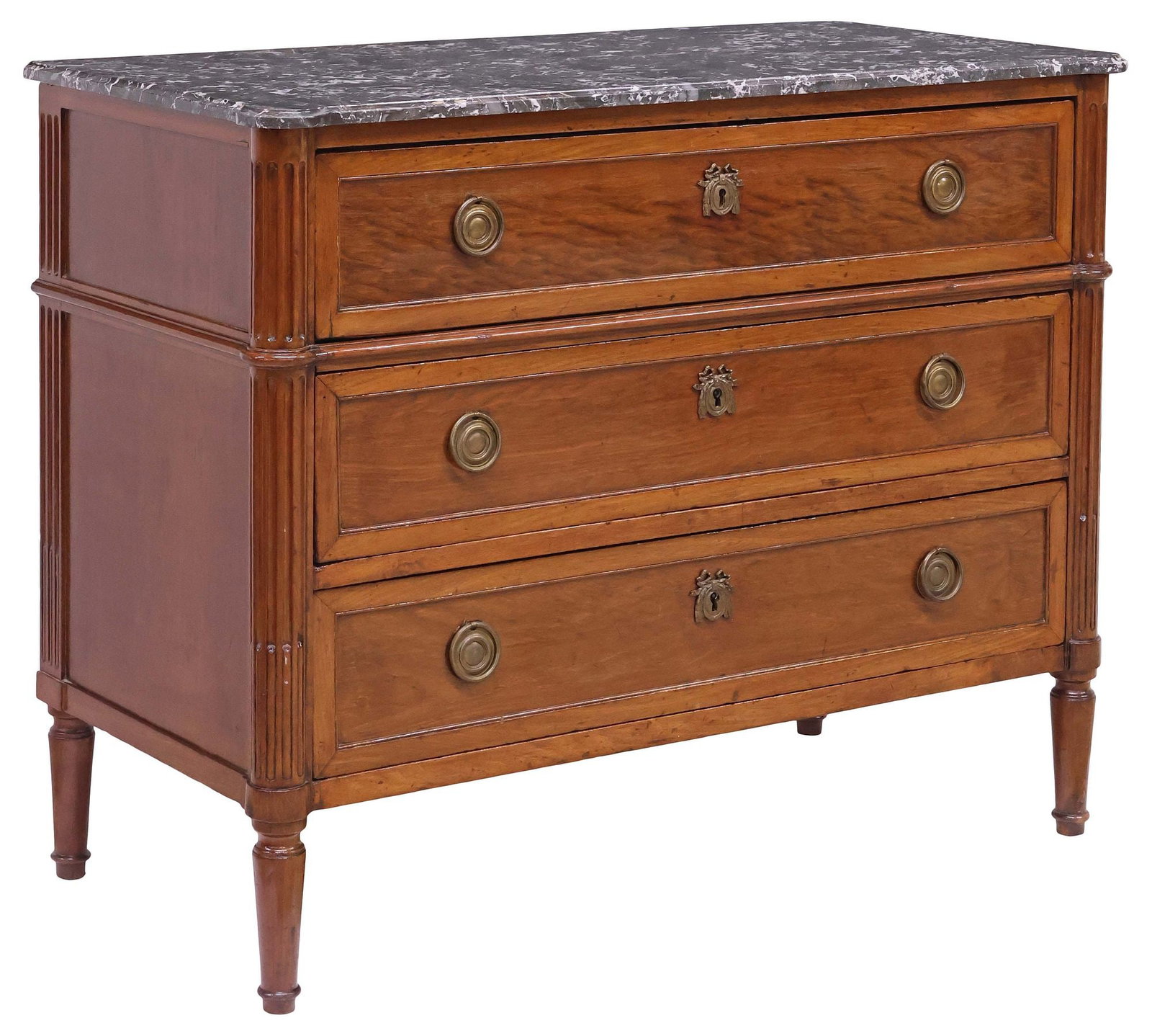 FRENCH LOUIS XVI STYLE MARBLE-TOP WALNUT SECRETARY COMMODE (1 of 7)