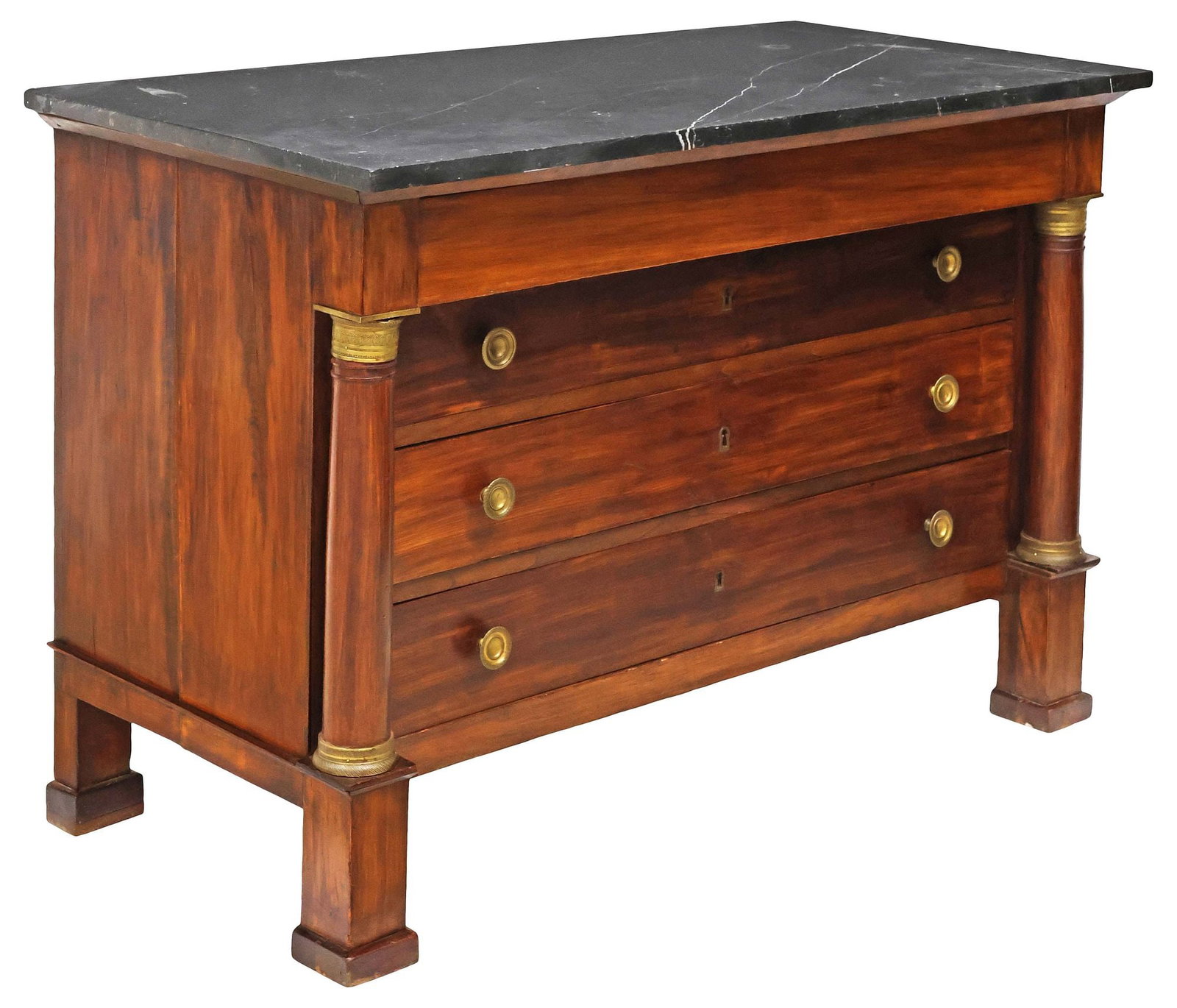 FRENCH EMPIRE PERIOD MARBLE-TOP MAHOGANY 4-DRAWER COMMODE (1 of 5)