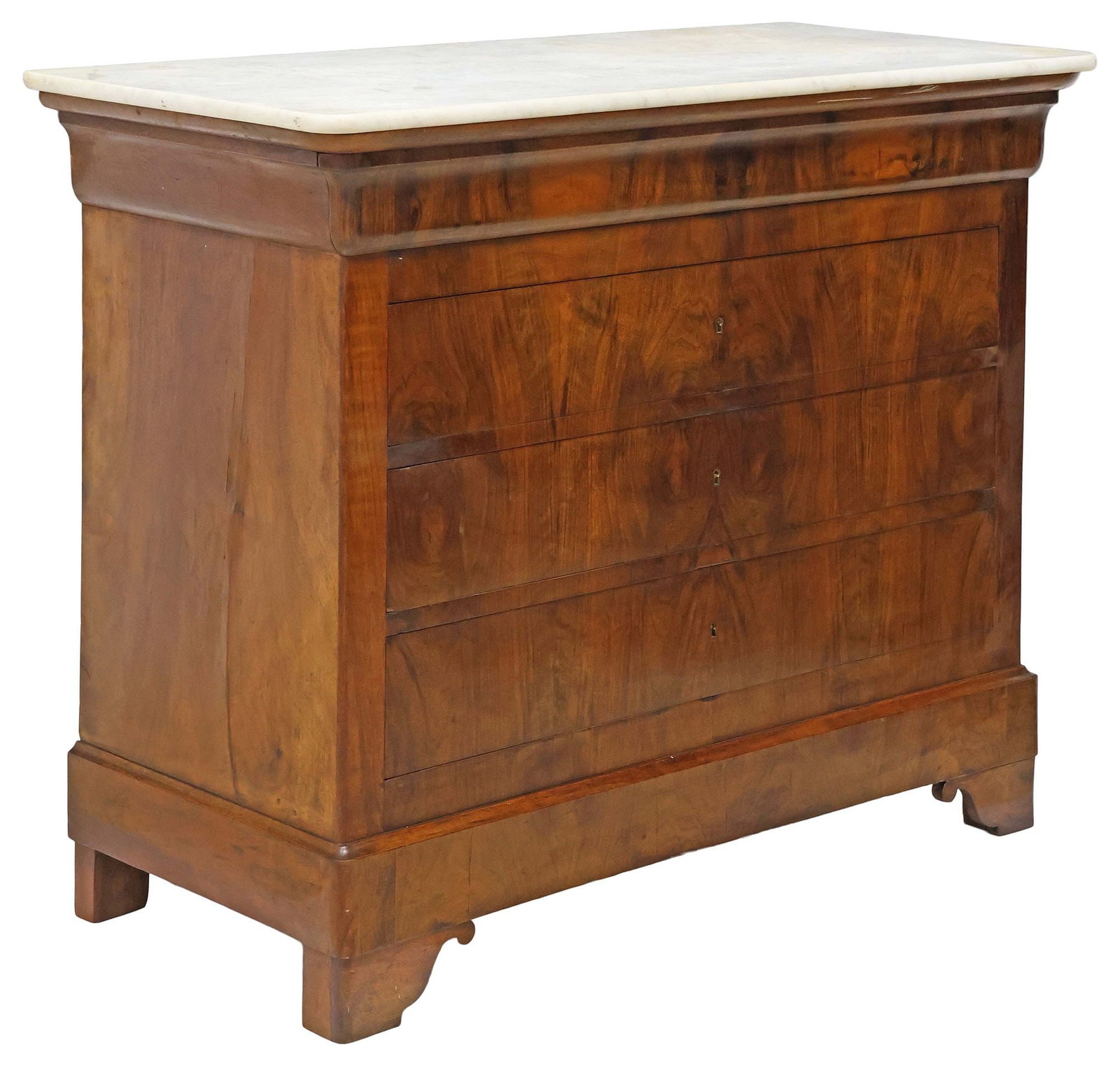 FRENCH LOUIS PHILIPPE PERIOD MARBLE-TOP WALNUT COMMODE (1 of 5)