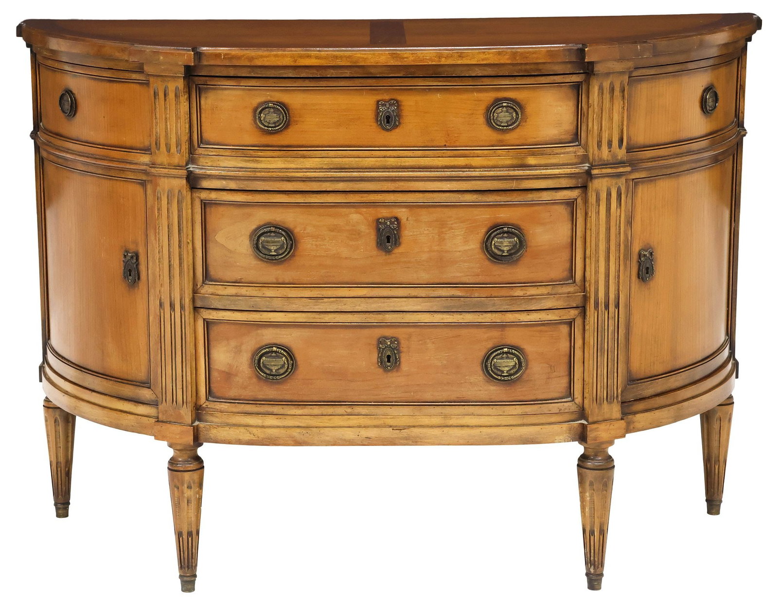 LOUIS XVI STYLE WALNUT DEMILUNE COMMODE (1 of 6)