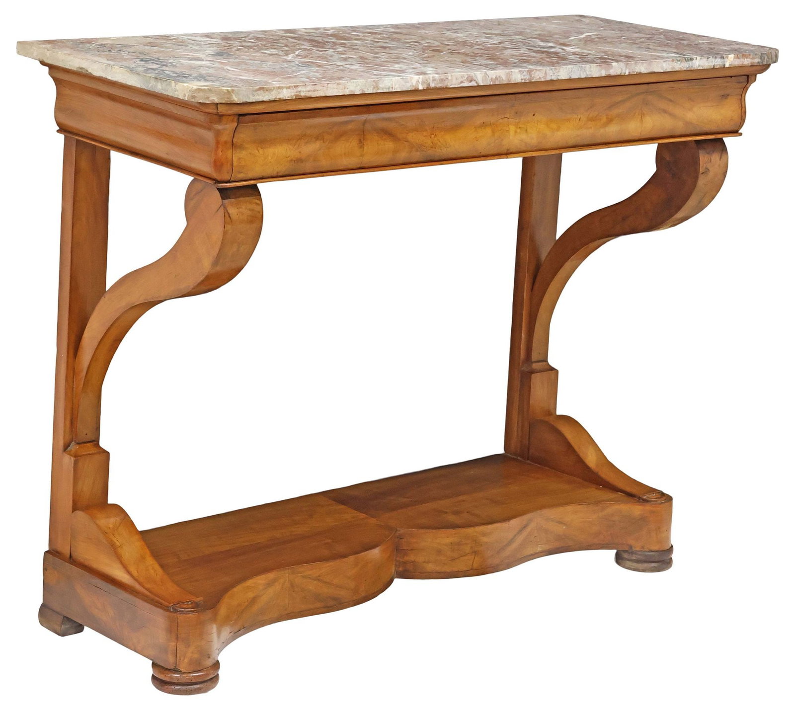 FRENCH LOUIS PHILIPPE PERIOD MARBLE-TOP WALNUT CONSOLE TABLE (1 of 5)