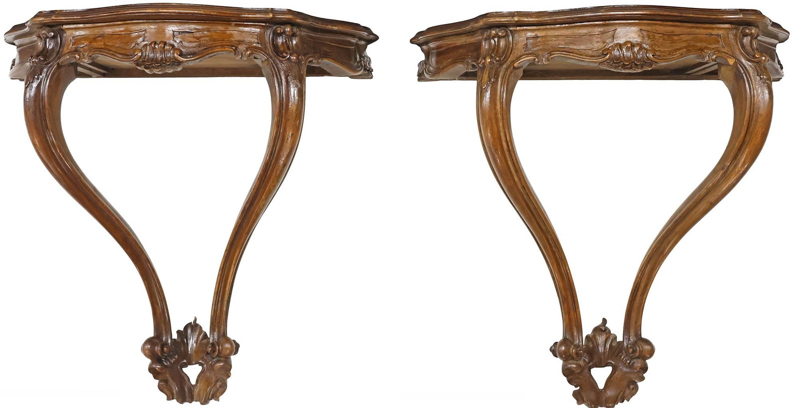 (2) FRENCH LOUIS XV STYLE CARVED WALNUT WALL BRACKETS (1 of 4)