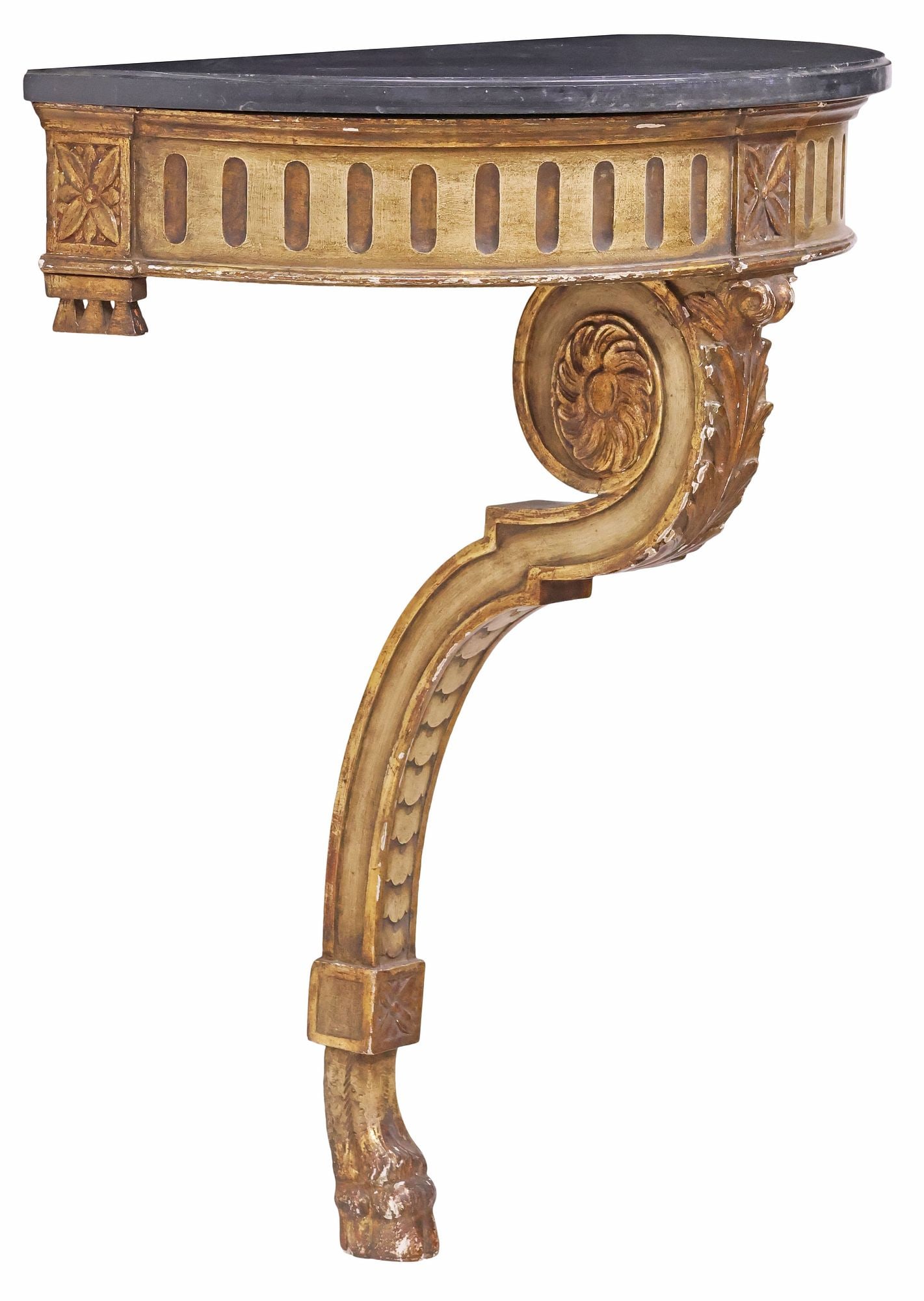 LOUIS XVI STYLE MARBLE-TOP PARCEL-GILT WALL BRACKET (1 of 3)