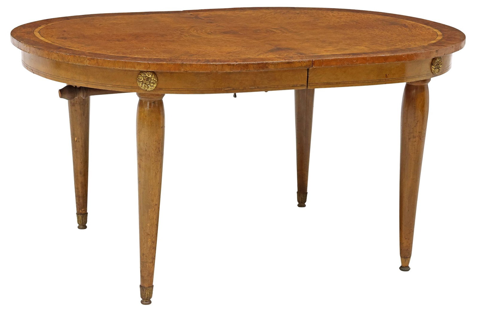 FRENCH DIRECTOIRE INLAID BURLWOOD EXTENSION DINING TABLE (1 of 5)