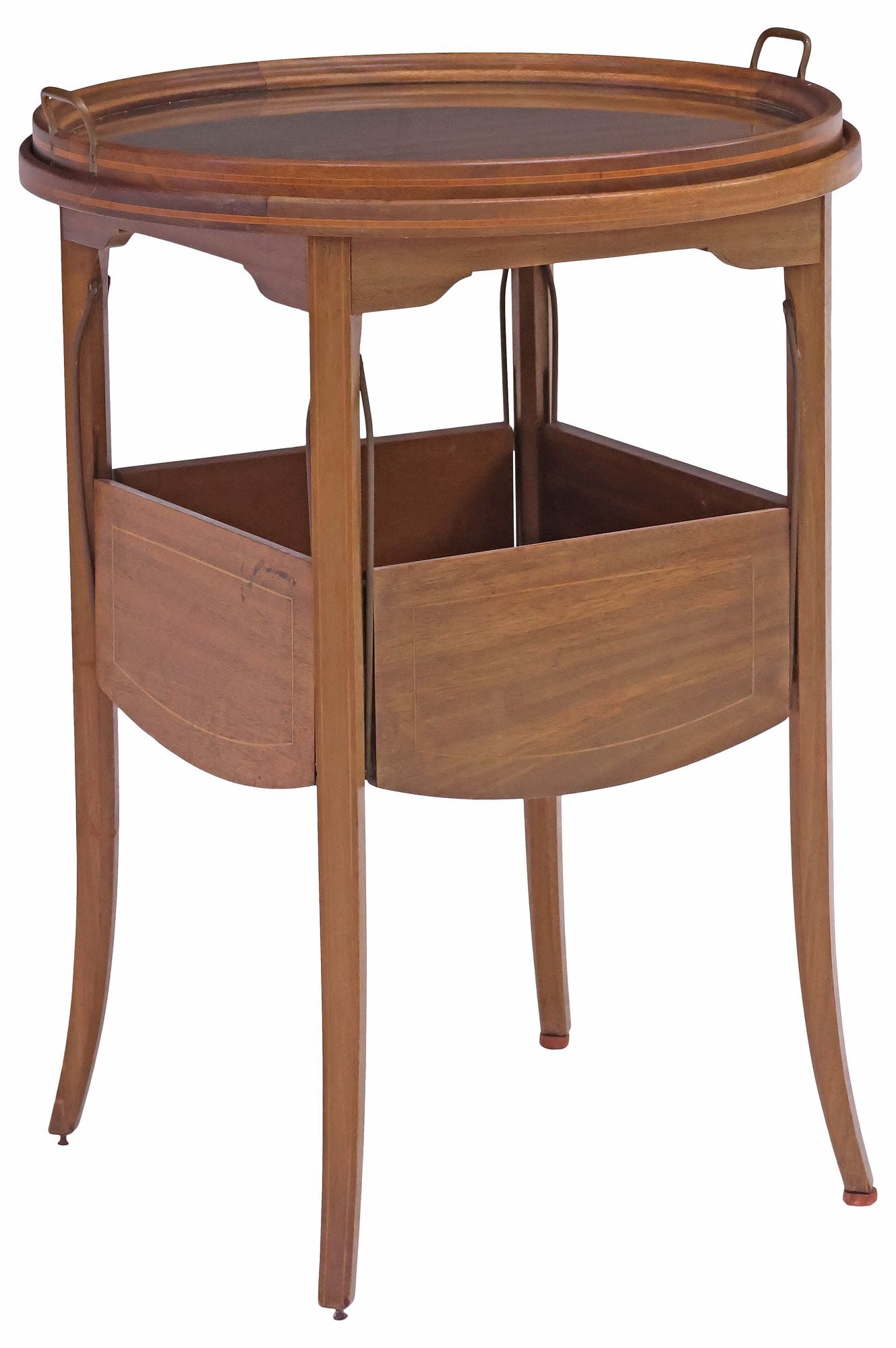 FRENCH INLAID MAHOGANY TRAY-TOP TEA TABLE (1 of 6)