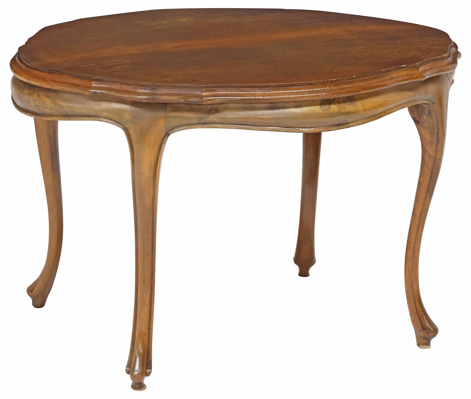 ITALIAN LOUIS XV STYLE SERPENTINE WALNUT COFFEE TABLE (1 of 4)
