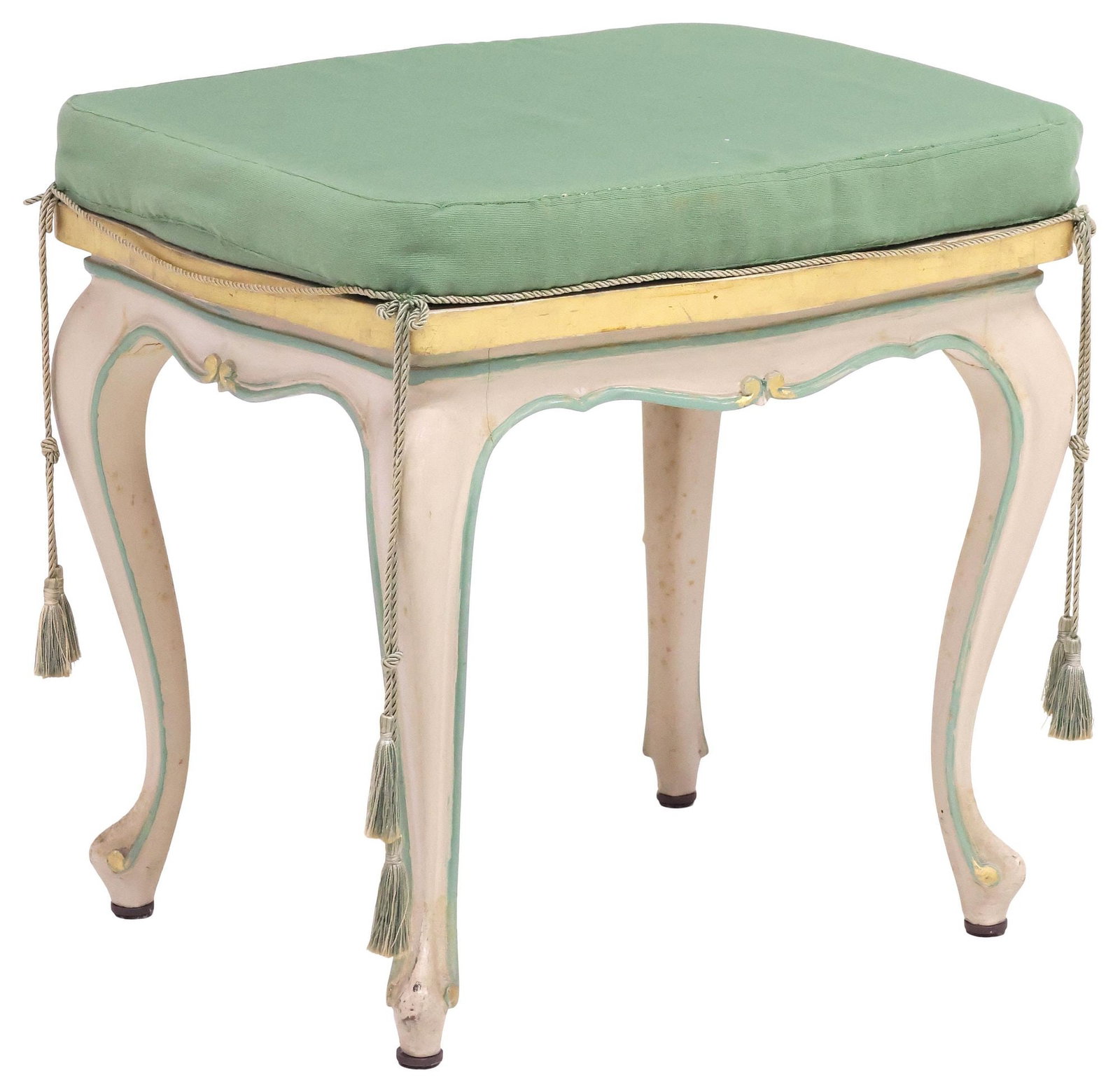 LOUIS XV STYLE PAINT-DECORATED & UPHOLSTERED OTTOMAN / STOOL (1 of 4)
