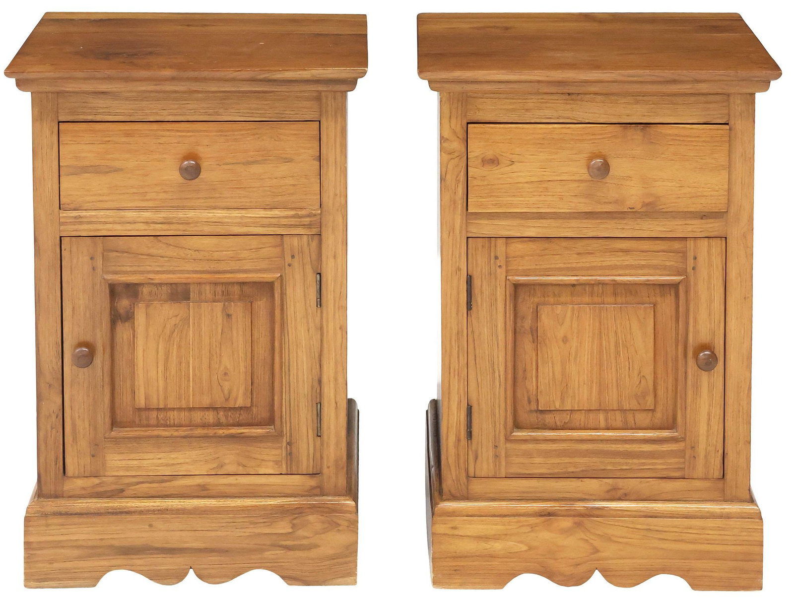 (2) RUSTIC TEAKWOOD SINGLE-DRAWER NIGHTSTANDS - 2