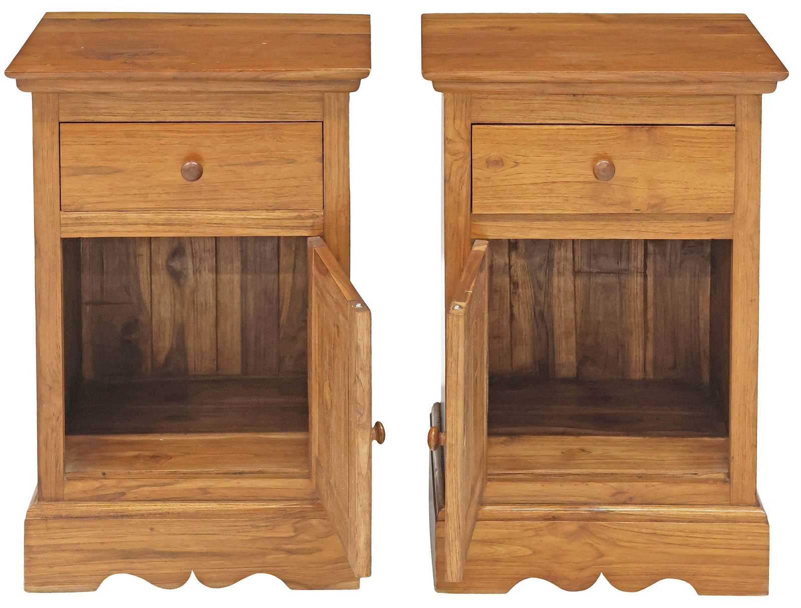 (2) RUSTIC TEAKWOOD SINGLE-DRAWER NIGHTSTANDS - 3
