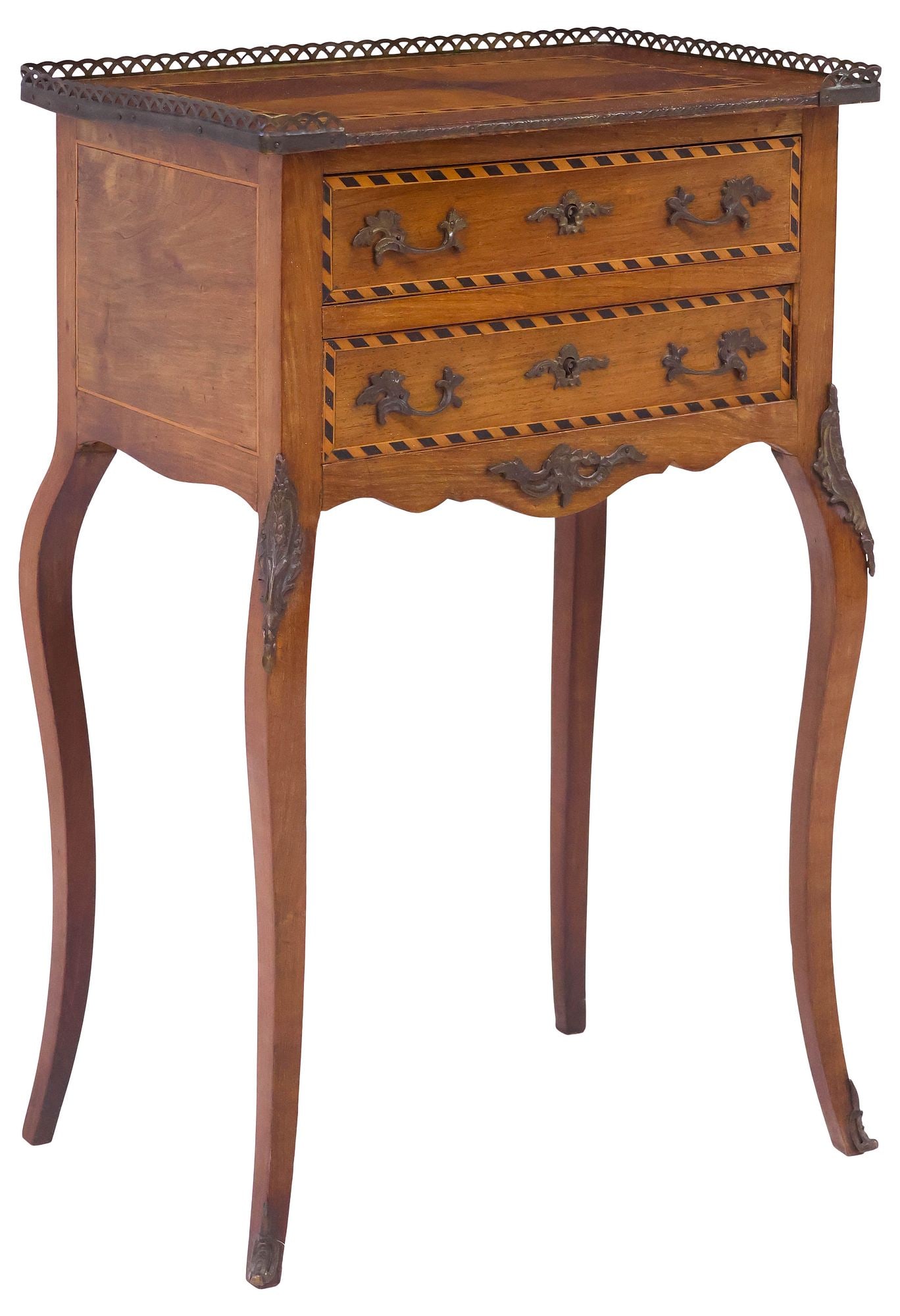 FRENCH TRANSITIONAL STYLE MATCHED-VENEER PARQUETRY NIGHTSTAND (1 of 5)