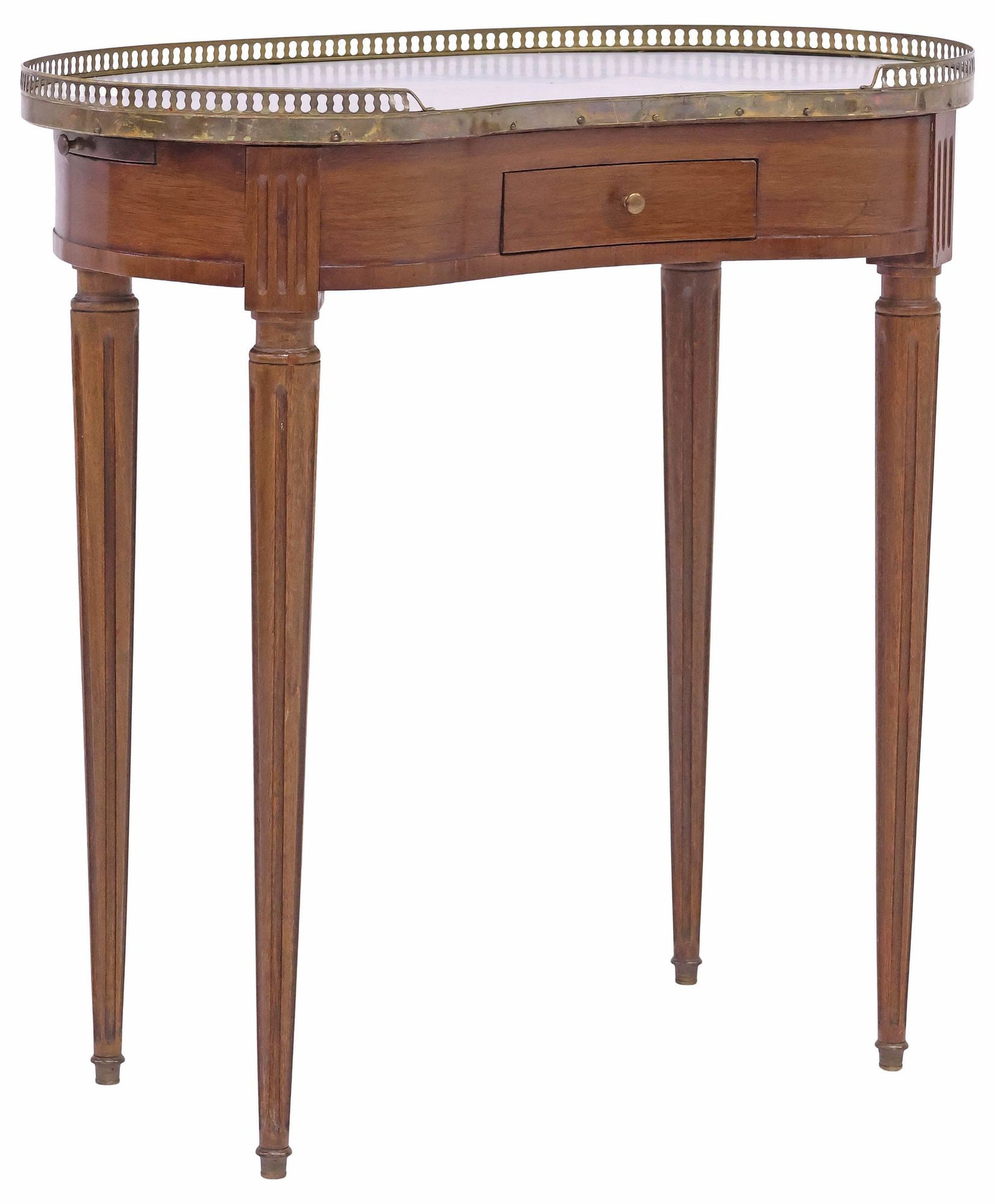 FRENCH LOUIS XVI STYLE MARBLE-TOP KIDNEY-FORM SIDE TABLE (1 of 5)