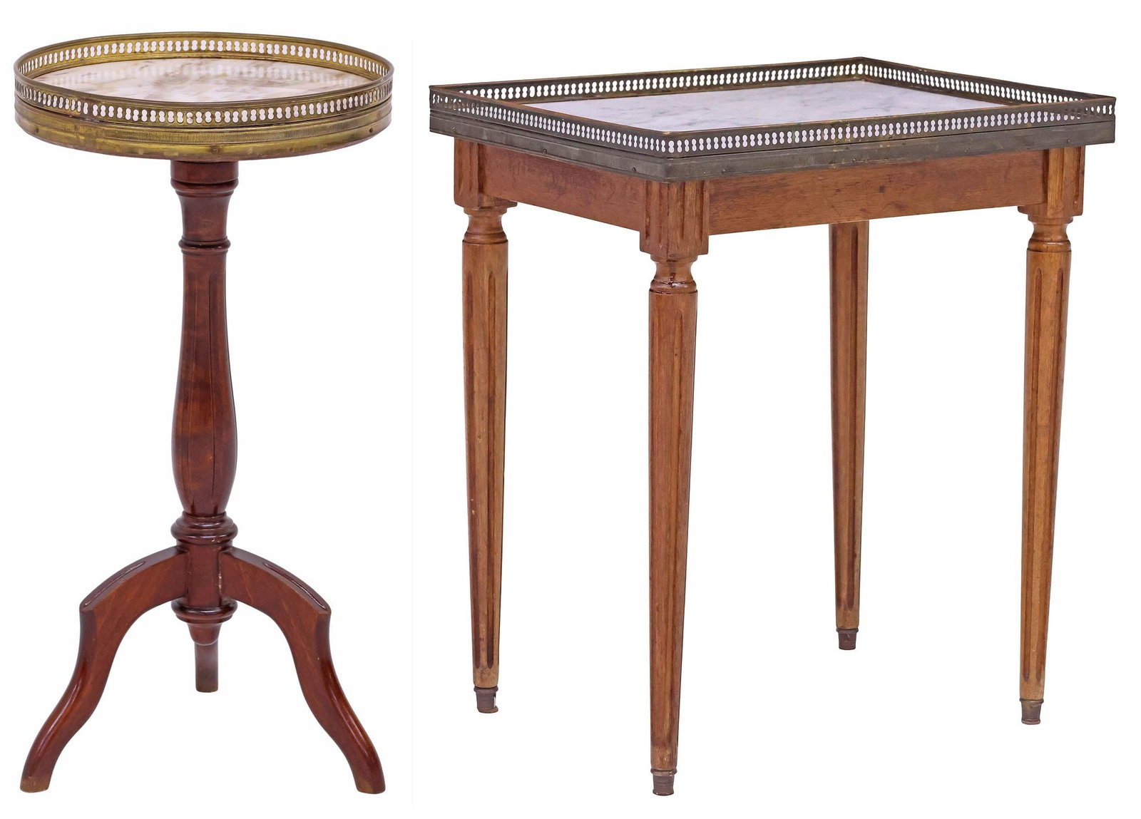 (2) SMALL FRENCH LOUIS XVI STYLE MARBLE-TOP SIDE TABLES (1 of 4)