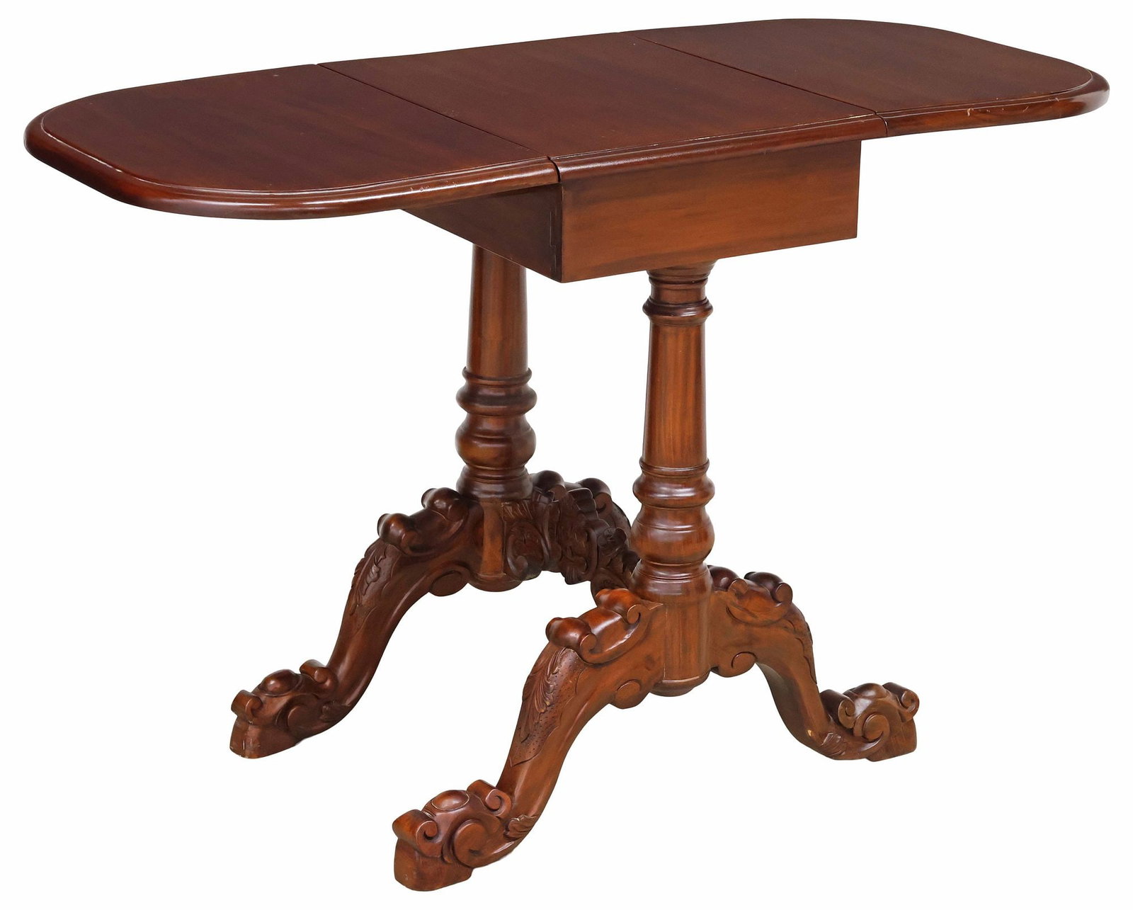 AMERICAN VICTORIAN STYLE DROP LEAF SIDE TABLE - 7