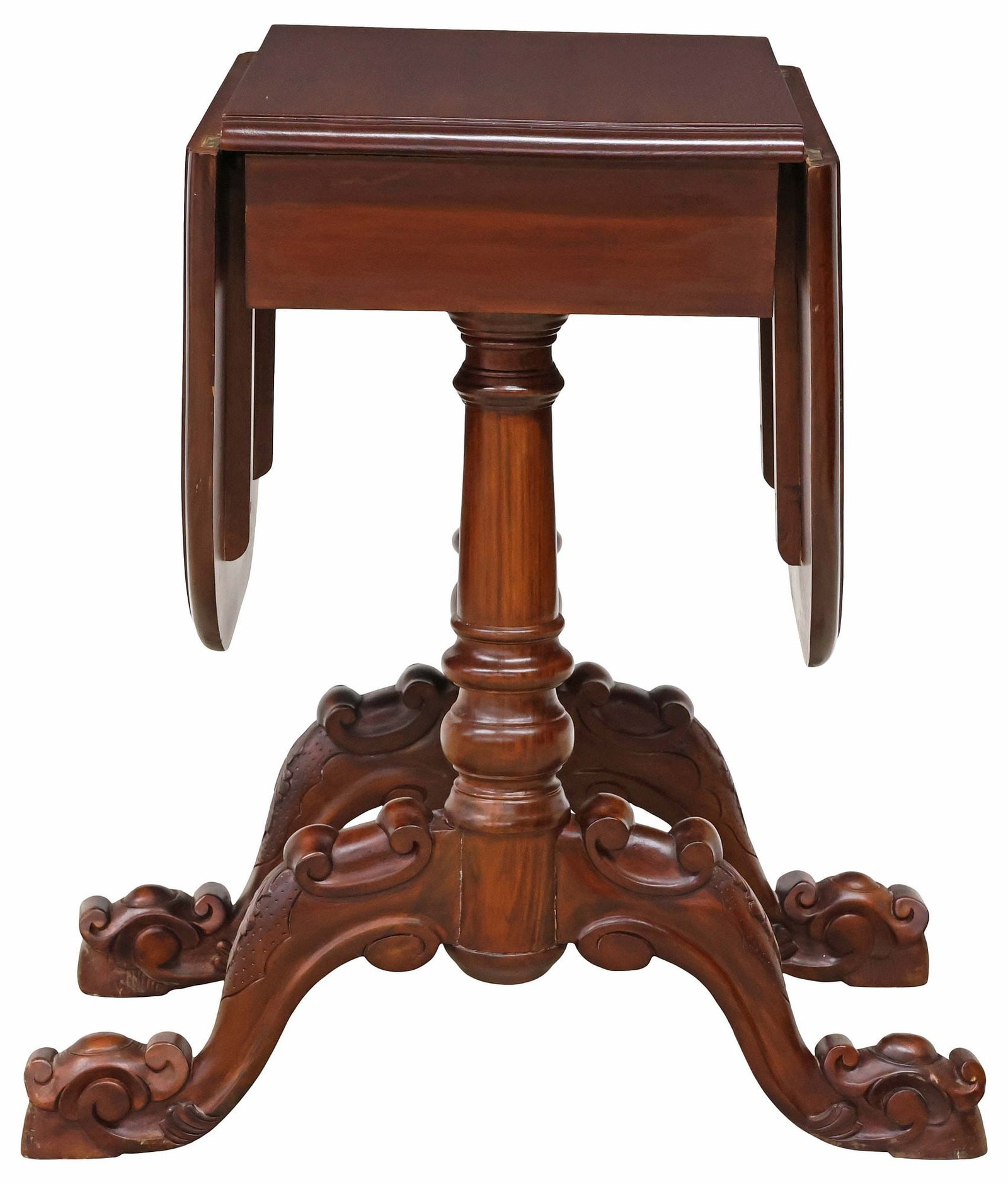 AMERICAN VICTORIAN STYLE DROP LEAF SIDE TABLE - 8