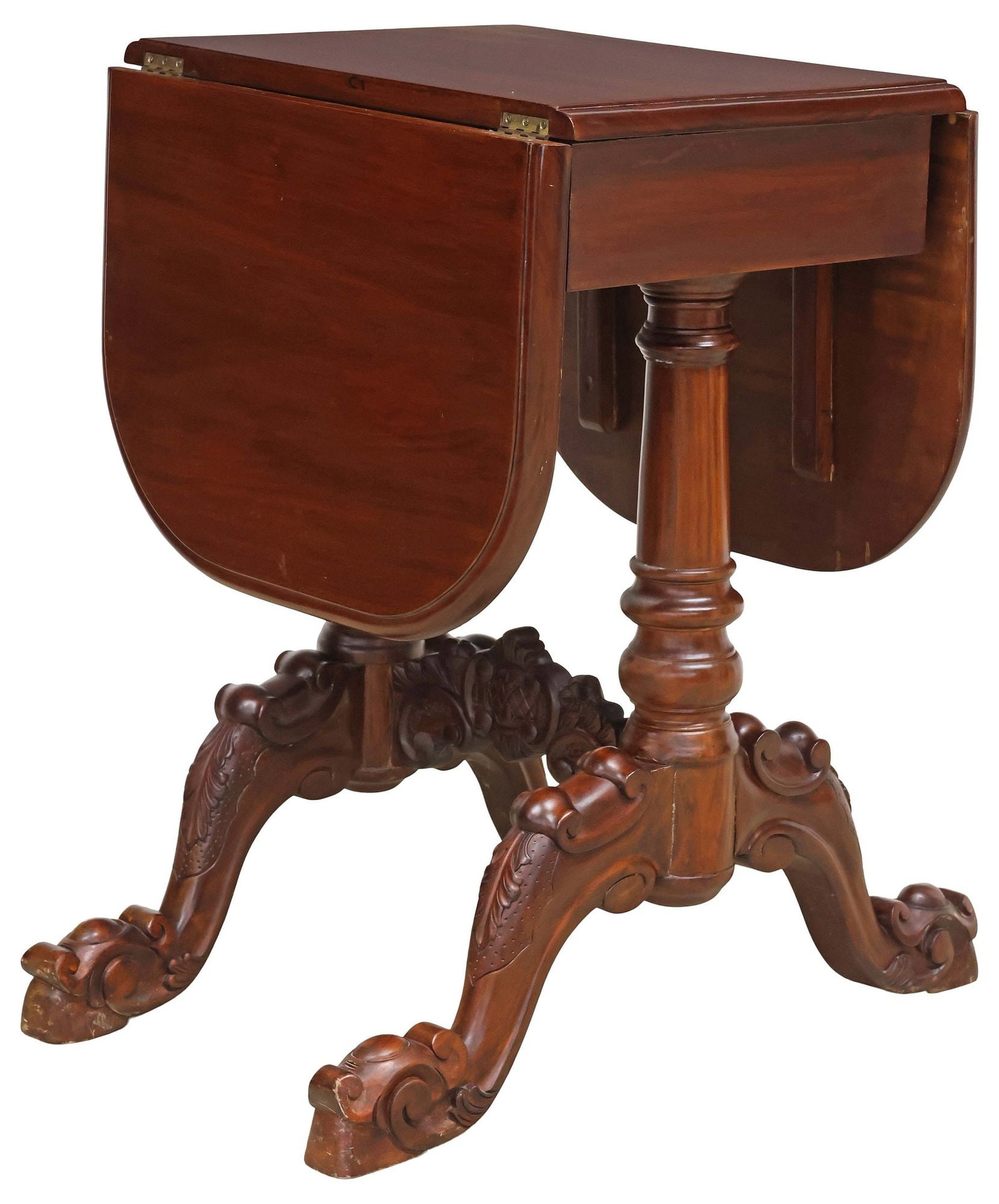AMERICAN VICTORIAN STYLE DROP LEAF SIDE TABLE - 9