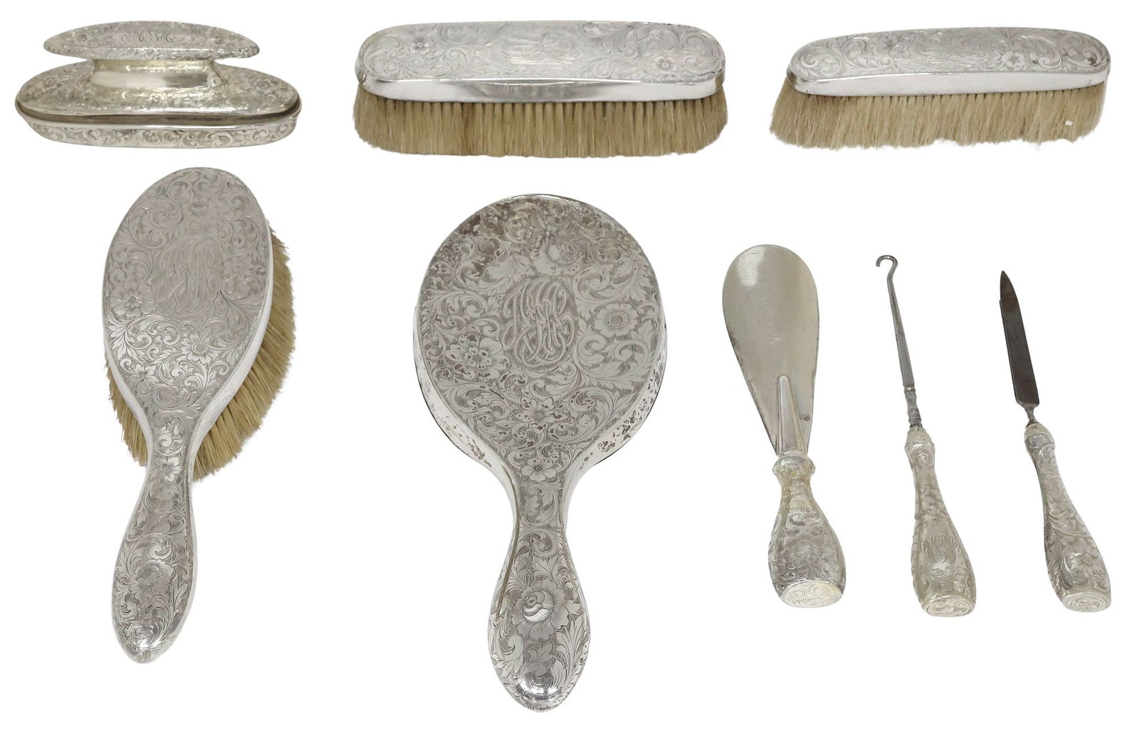 (8) AMERICAN DOMINICK & HAFF STERLING SILVER HANDLED VANITY / DRESSING SET (1 of 8)