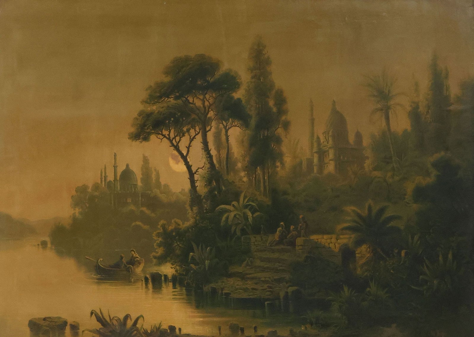 AFTER ALBERT RIEGER (1834-1905) ORIENTAL RIVERSIDE LANDSCAPE PRINT (1 of 4)