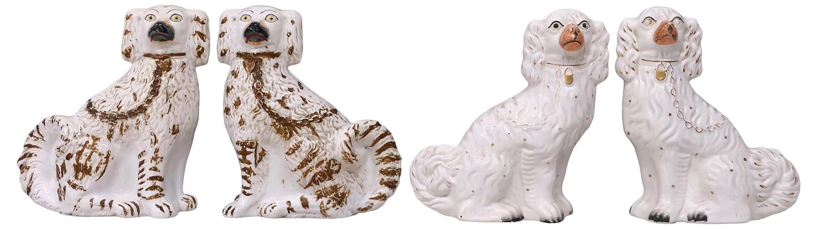 (4) ENGLISH VICTORIAN STAFFORDSHIRE MANTEL DOGS (1 of 3)