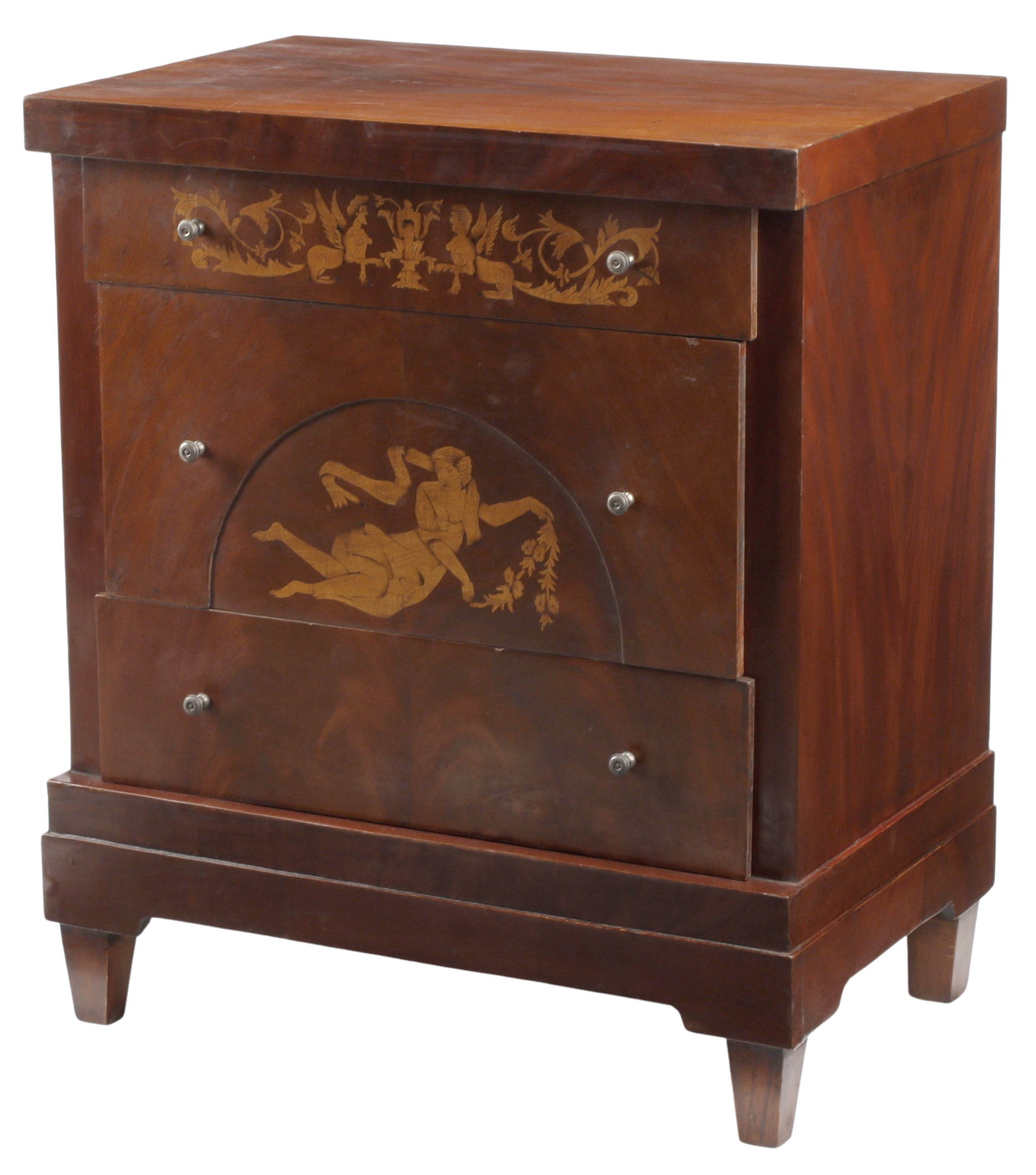 BIEDERMEIER STYLE MARQUETRY-INLAID MAHOGANY COMMODE (1 of 5)