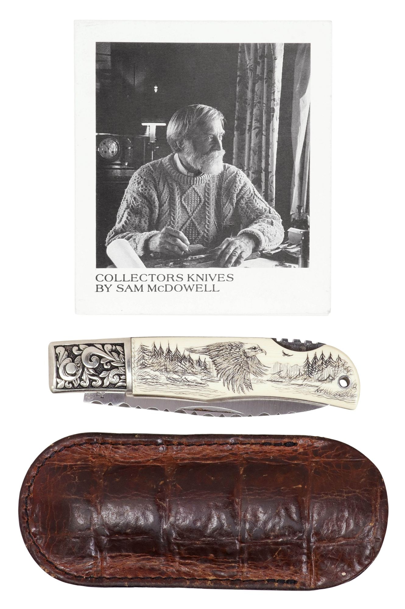 SAM MCDOWELL EAGLE SCRIMSHAW POCKET KNIFE (1 of 7)