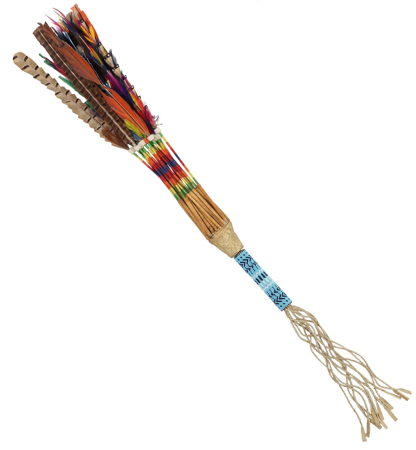 NATIVE AMERICAN SOUTHERN PLAINS FEATHERED & BEADED PEYOTE FAN (1 of 4)