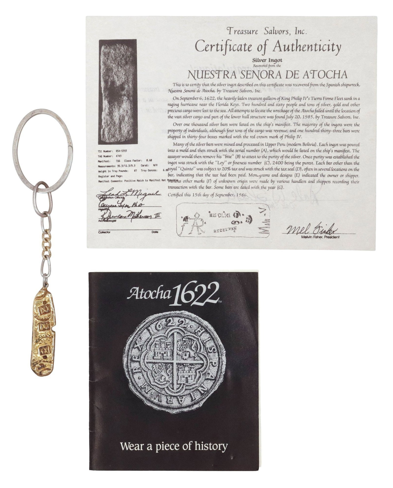 ATOCHA SHIPWRECK MINI GOLD PLATED SILVER BAR (1 of 6)