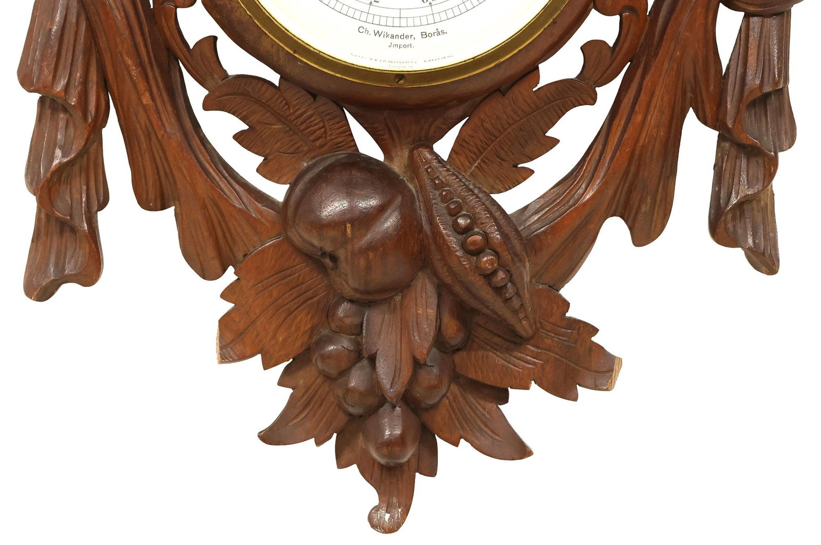 BLACK FOREST CARVED WALNUT DRAGON WALL-MOUNTED BAROMETER - 4