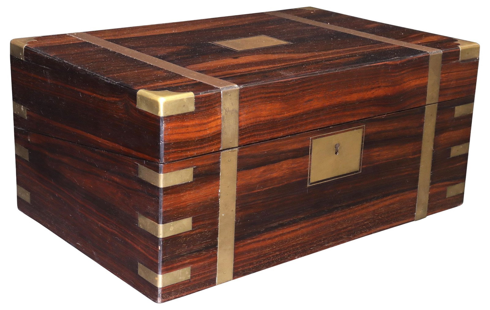 ENGLISH BRASS-BOUND ROSEWOOD WRITING SLOPE/ TRAVEL DESK (1 of 7)