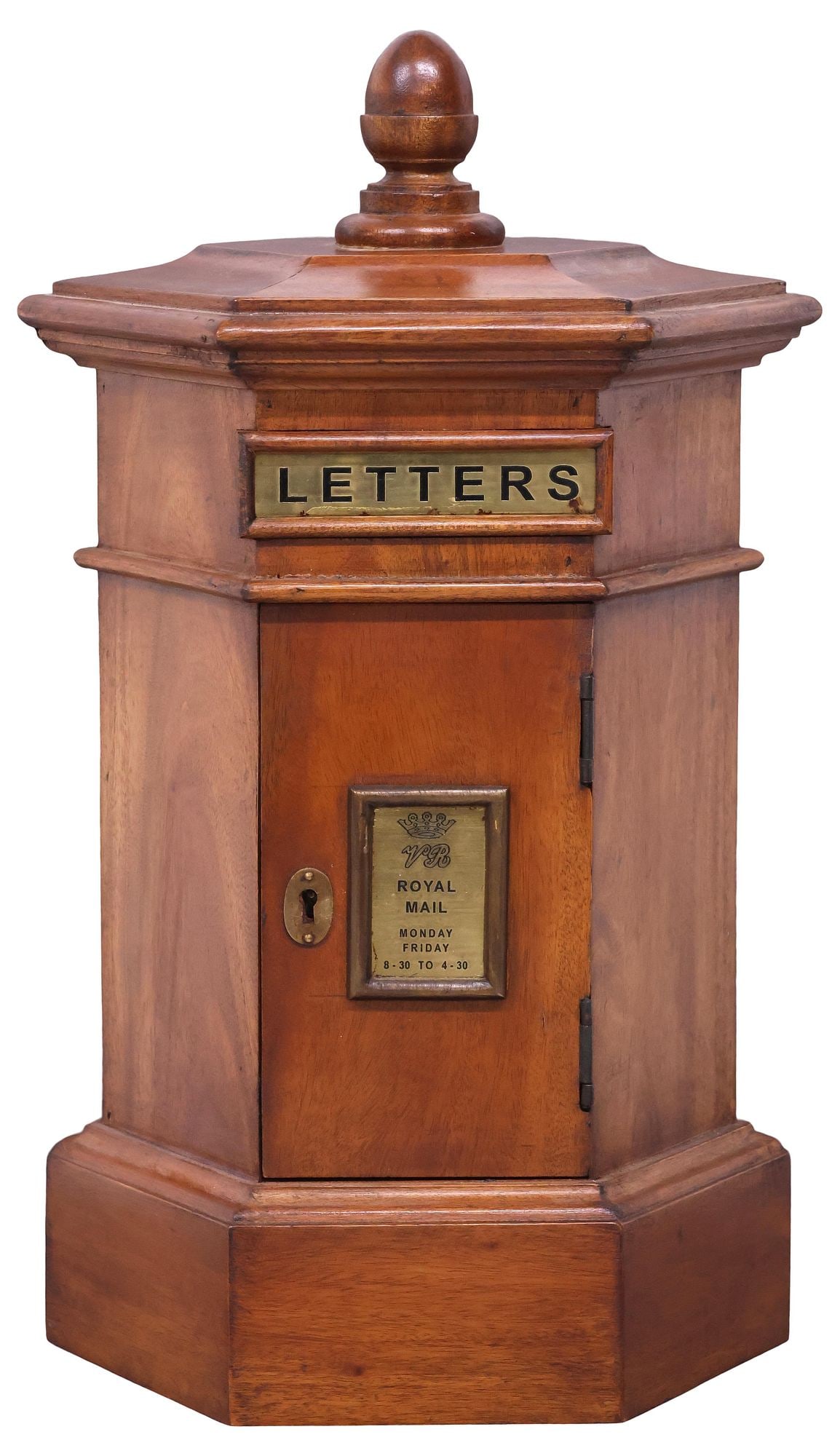 ENGLISH CARVED MAHOGANY PILLAR-FORM LETTER BOX (1 of 5)
