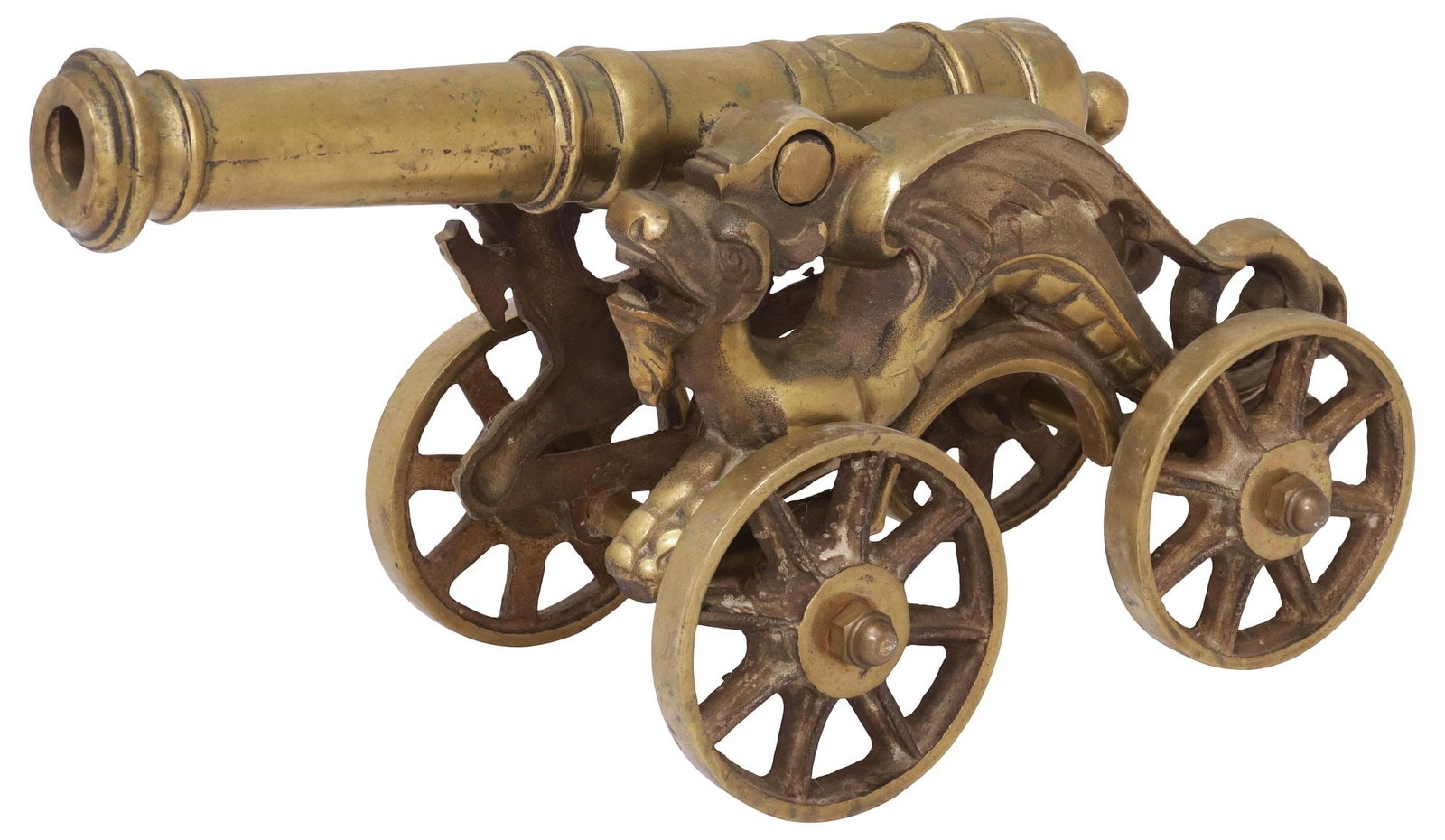 ENGLISH BRASS MINIATURE MODEL OF A CANNON & DRAGON CARRIAGE (1 of 5)