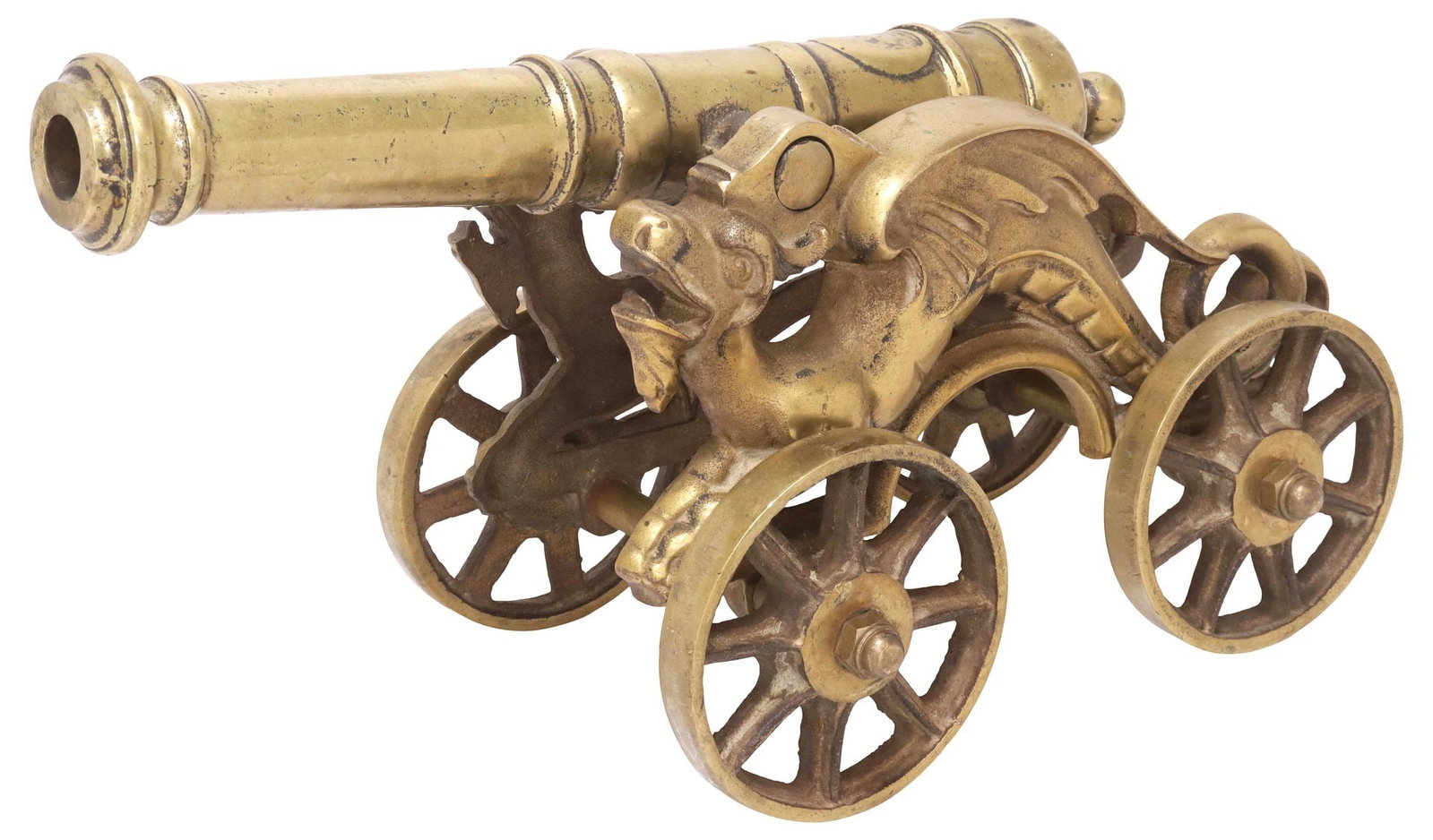 ENGLISH BRASS MINIATURE MODEL OF A CANNON & DRAGON CARRIAGE (1 of 5)