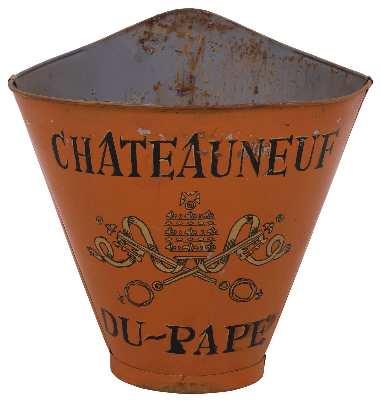 FRENCH VINEYARD PAINTED METAL GRAPE PICKER'S HOTTE / HOD (1 of 4)