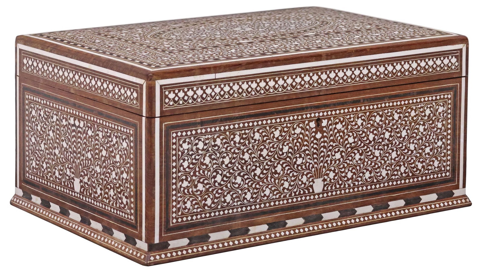 ANGLO-INDIAN FOLIATE INLAID TEAKWOOD DRESSING BOX (1 of 8)