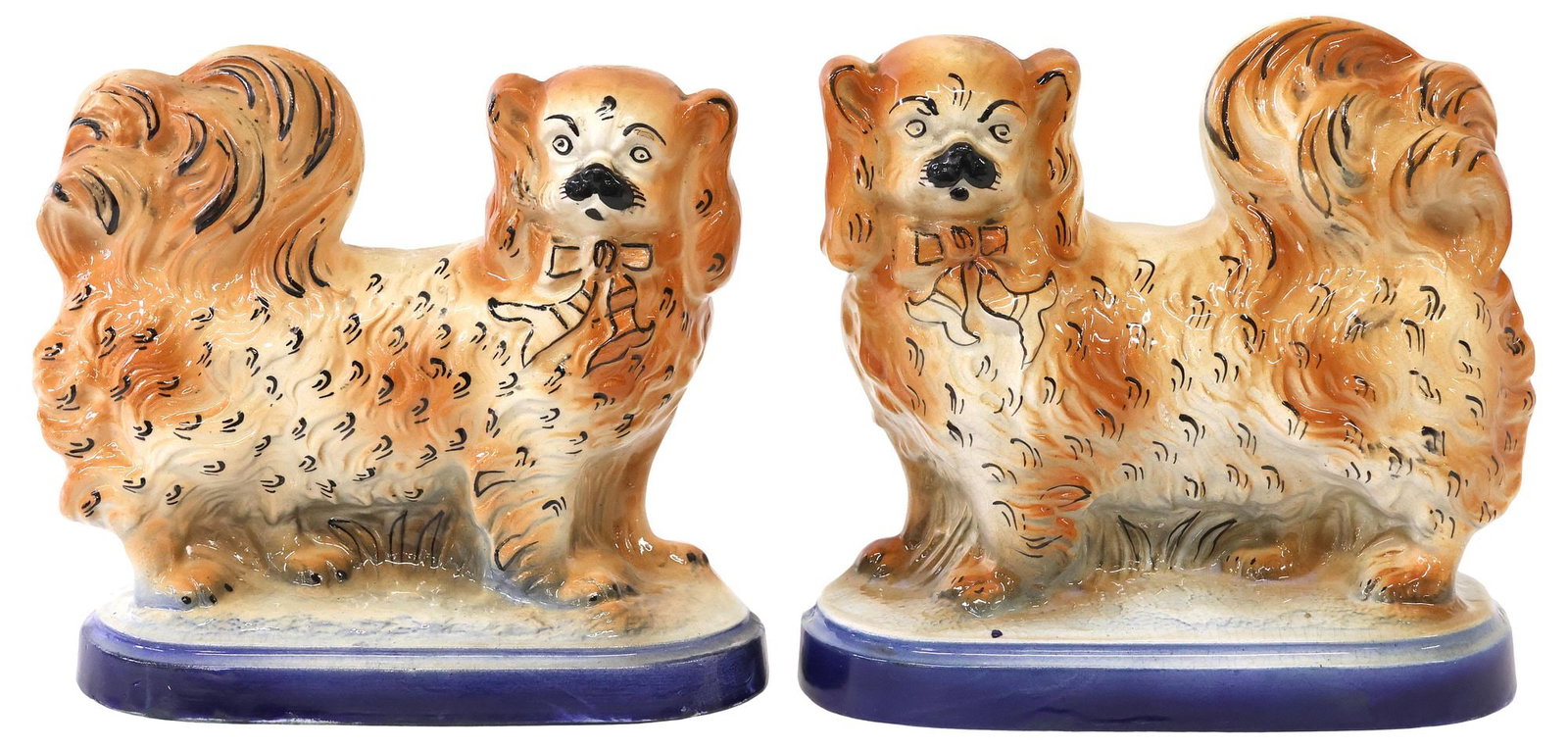 (2) (2) ENGLISH STAFFORDSHIRE PEKINGESE MANTEL DOGS (1 of 3)