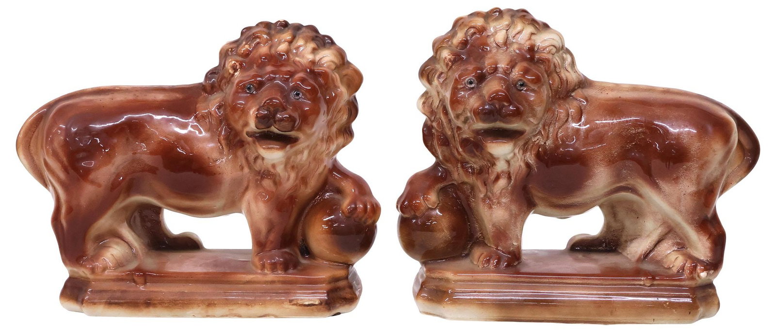 (2) LANCASTER & SONS STAFFORDSHIRE LION MANTEL FIGURES (1 of 6)