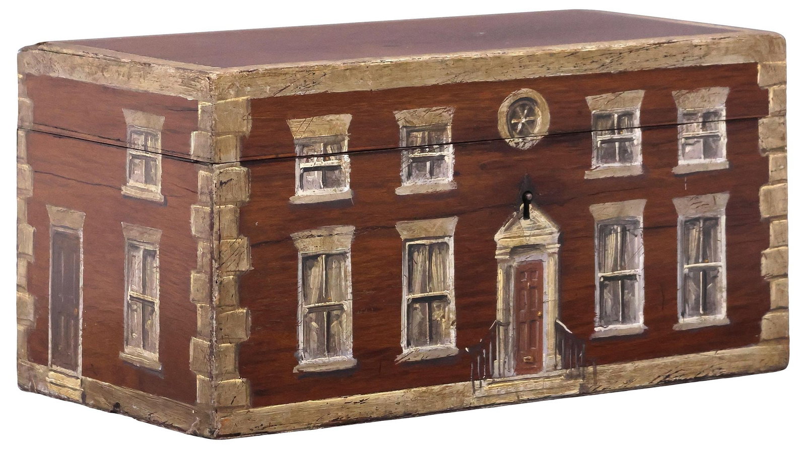 ENGLISH PAINT-DECORATED HOUSE FACADE TABLE BOX (1 of 6)