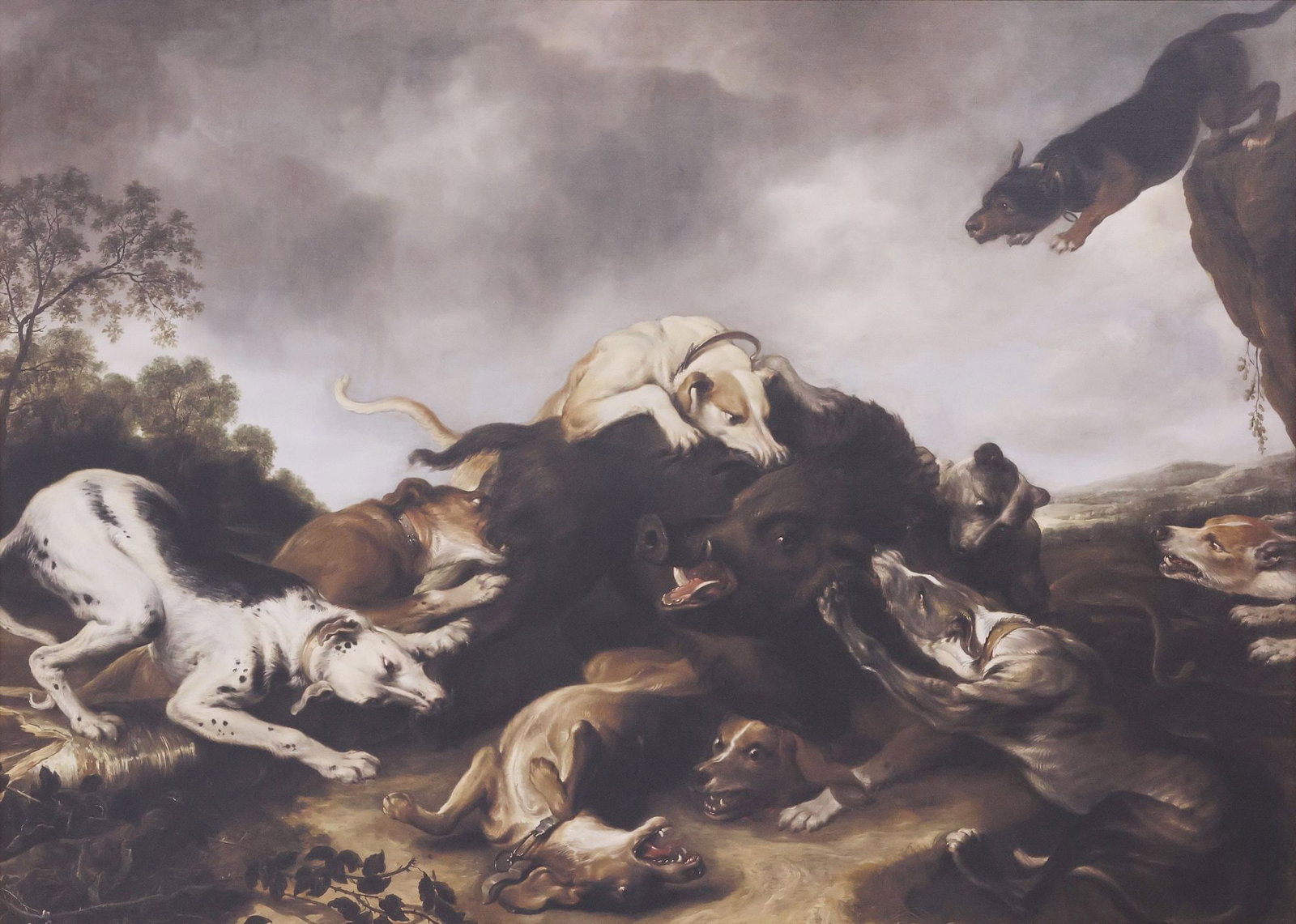 AFTER FRANZ SNYDERS (FLEMISH, D.1657) GICLEE PRINT, 'THE BOAR HUNT,' 51" X 68.5" (1 of 3)