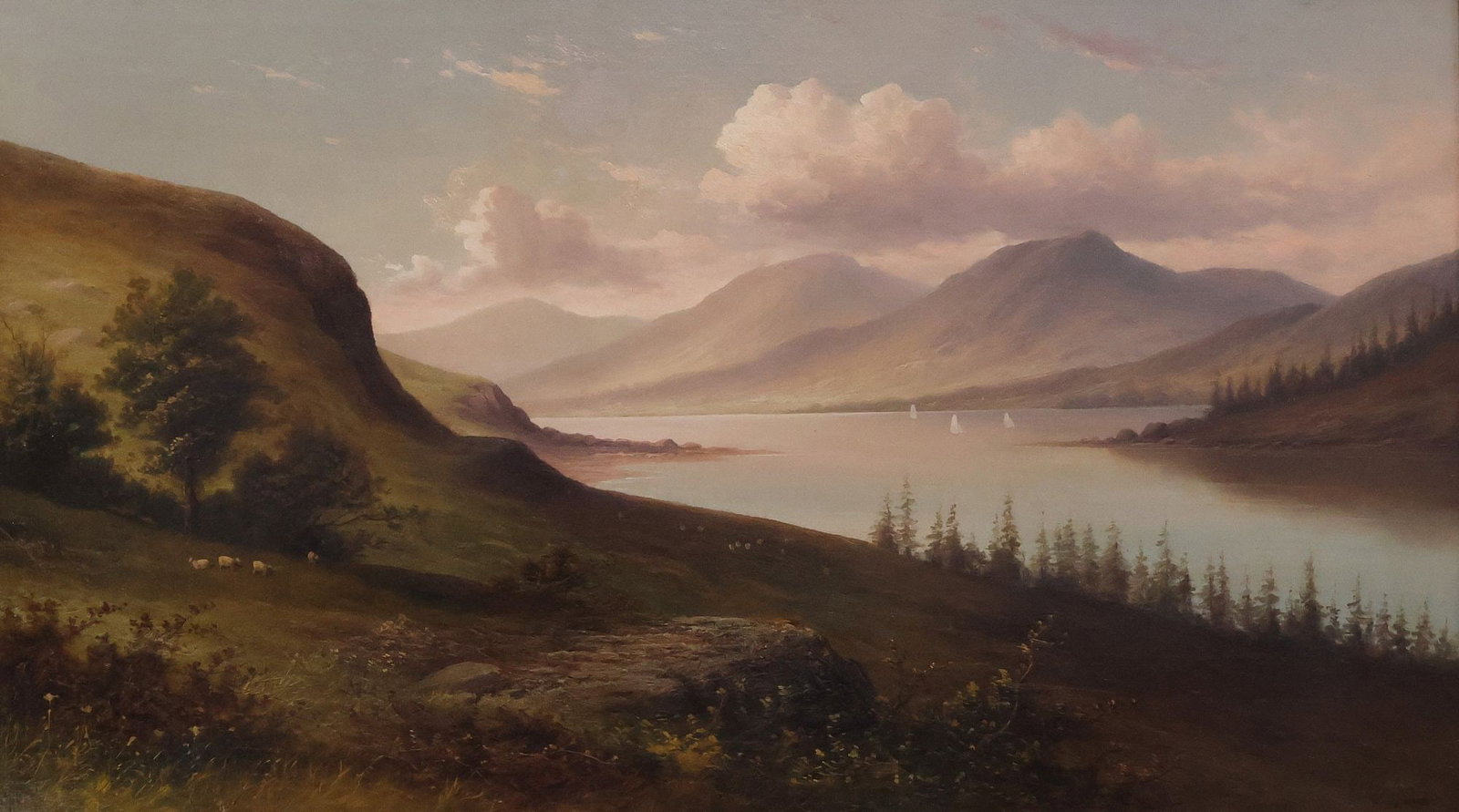 VICTOR ROLYAT (BRITISH, 19TH C.) OIL PAINTING, HIGHLAND LOCH LANDSCAPE (1 of 4)