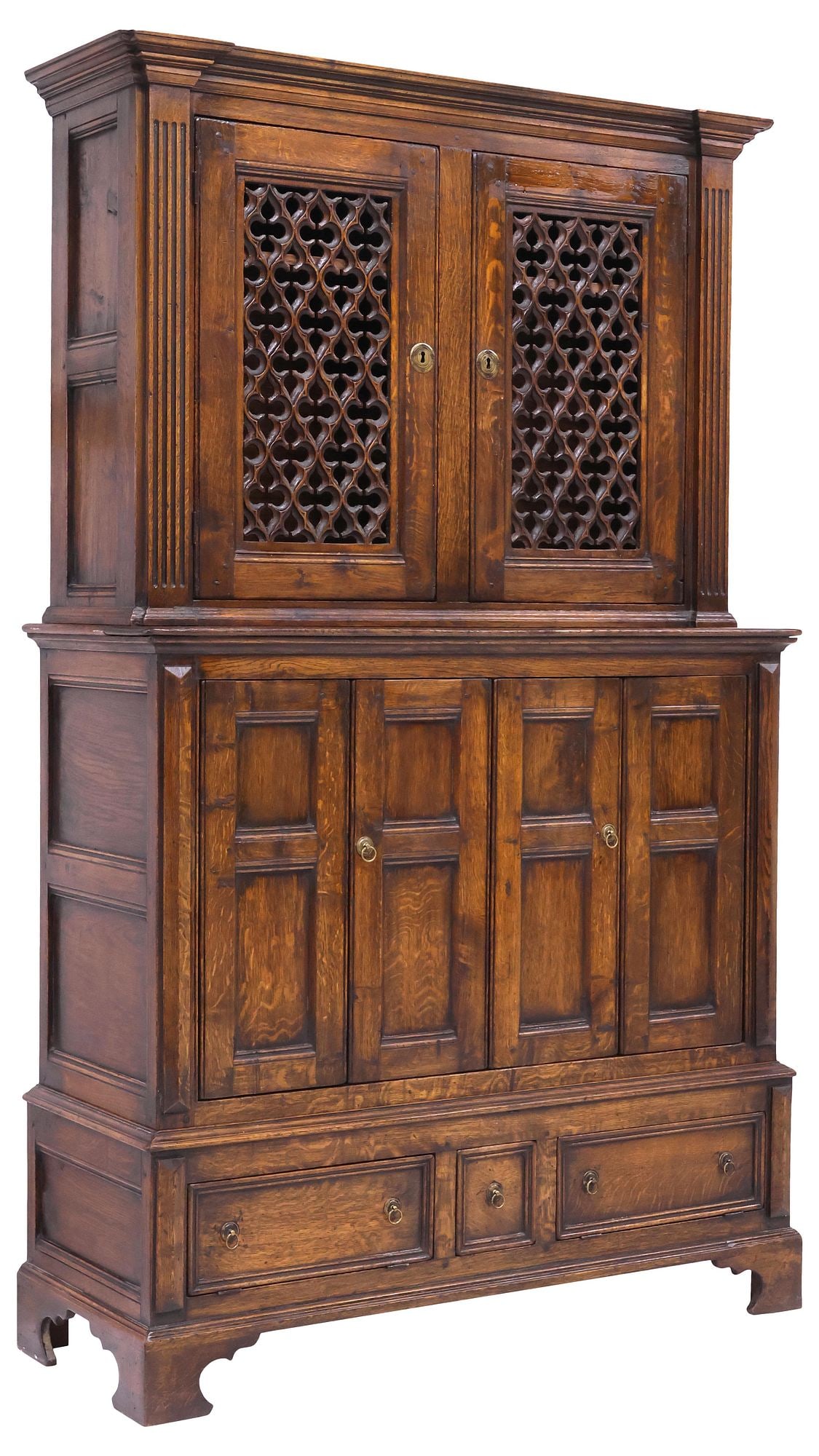 ENGLISH VICTORIAN CARVED OAK CUPBOARD WITH SERVICE WINDOW (1 of 7)