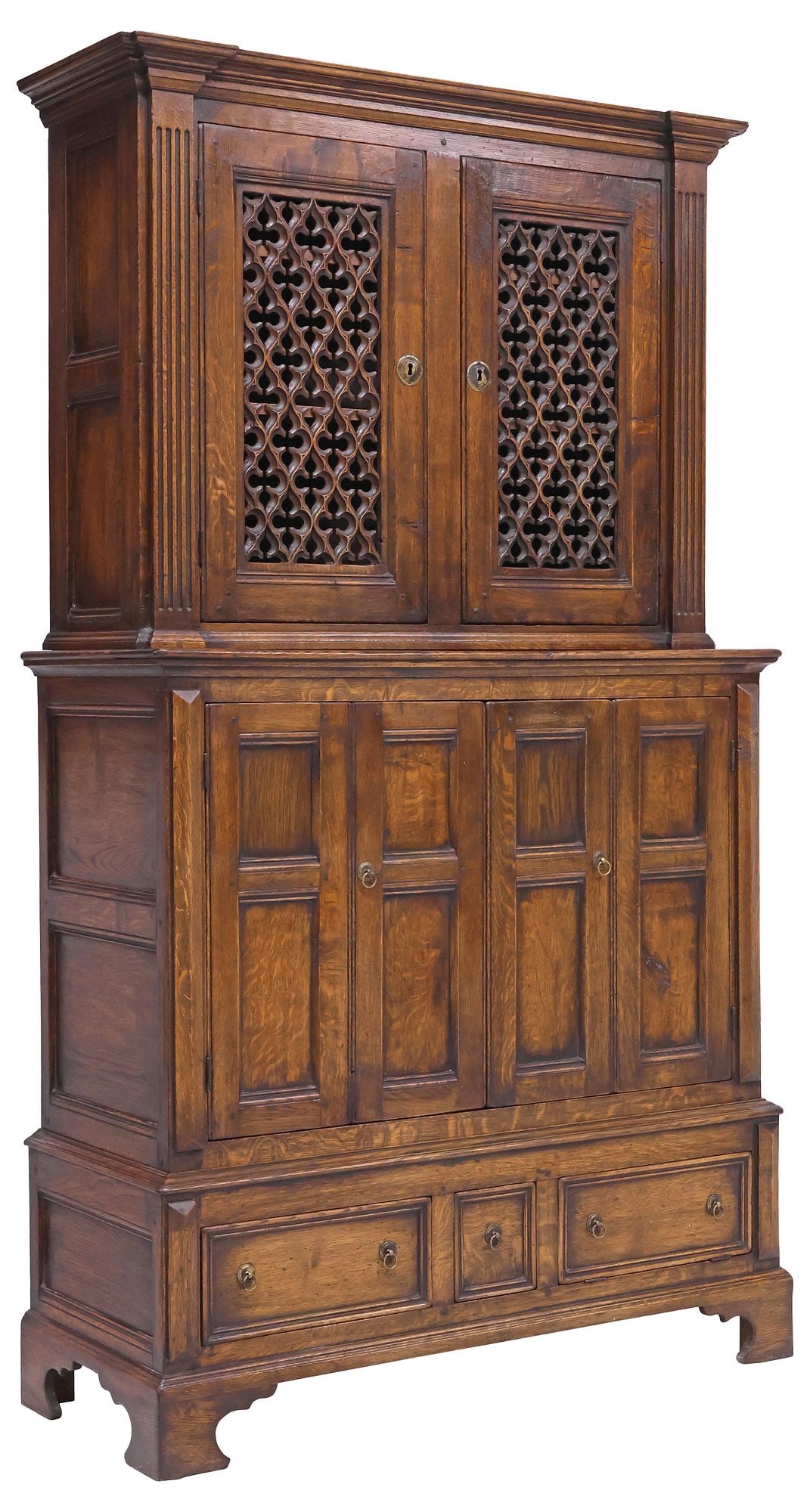 ENGLISH VICTORIAN CARVED OAK CUPBOARD (1 of 7)