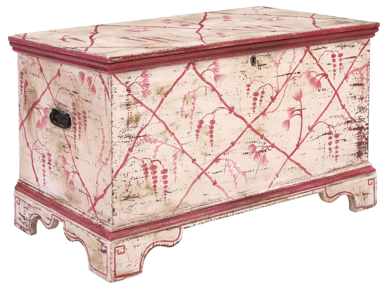 LARGE ENGLISH FLORAL-PAINTED STORAGE TRUNK / BLANKET CHEST (1 of 5)
