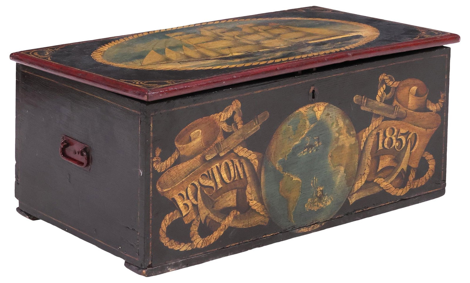 ENGLISH LATER-PAINTED NAUTICAL STORAGE TRUNK / BLANKET CHEST (1 of 5)