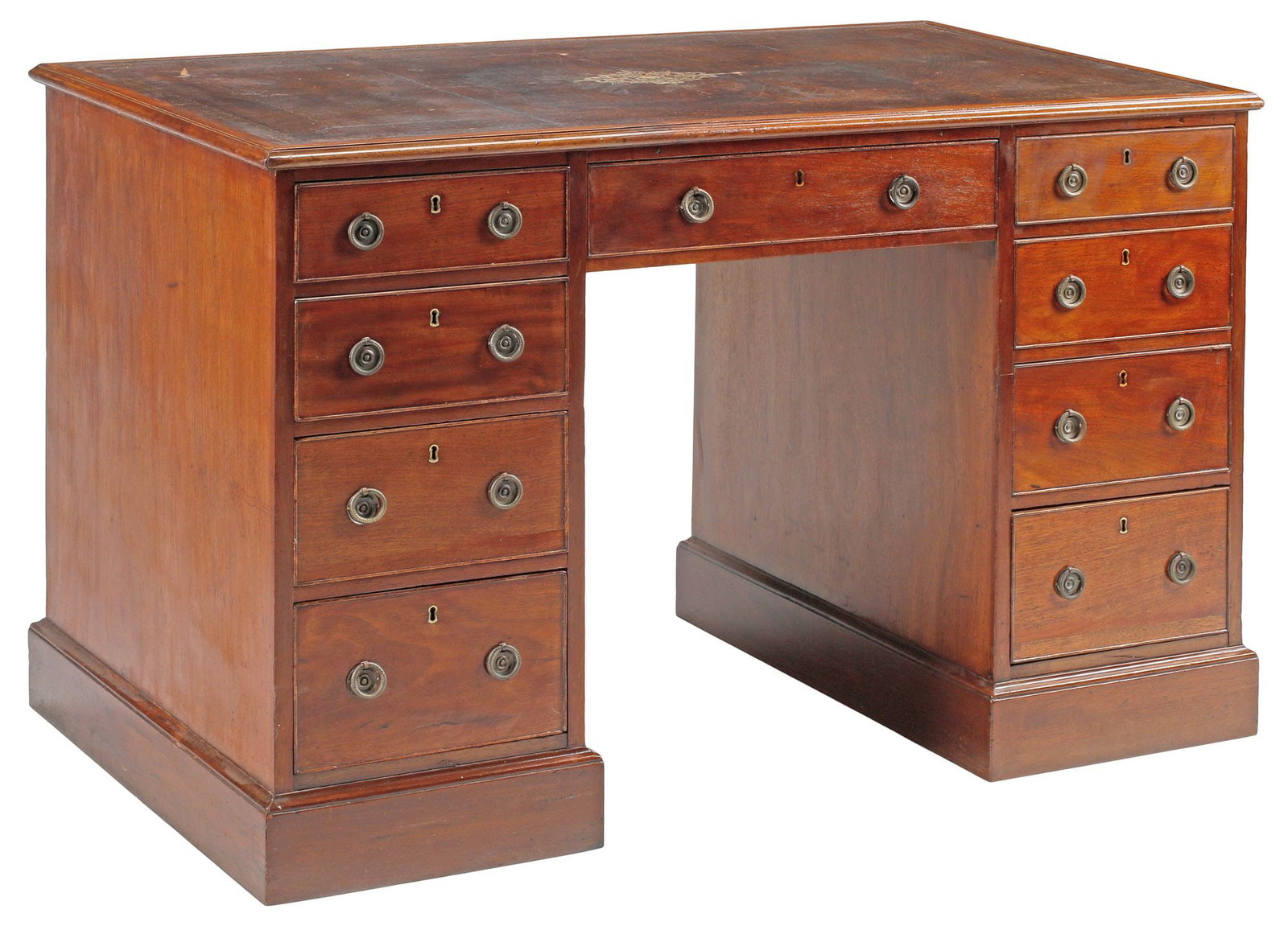 ENGLISH HOLLAND & SONS WILLIAM IV PERIOD LEATHER-TOP MAHOGANY PARTNER'S DESK (1 of 6)