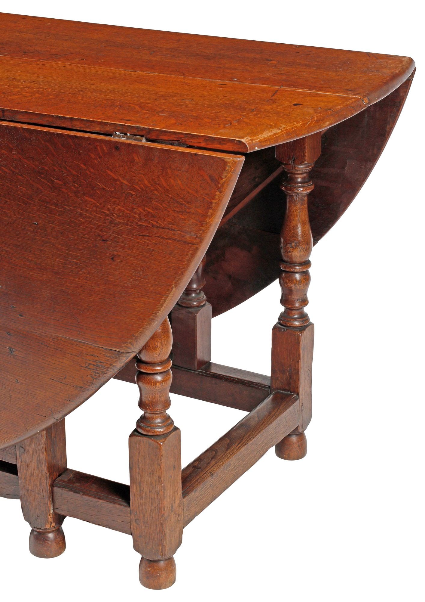 LARGE ENGLISH OAK DROP-LEAF GATE-LEG OVAL DINING TABLE - 2